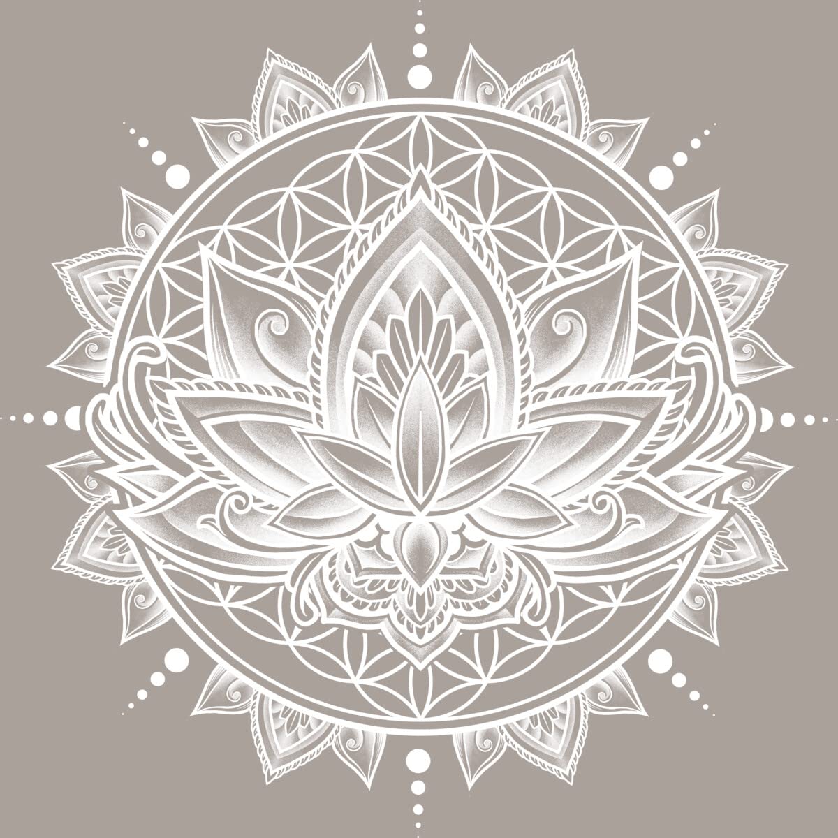 Design By Humans Women's Lotus Mandala White Racerback Tank Top - Yoga & Summer Fashion Essential