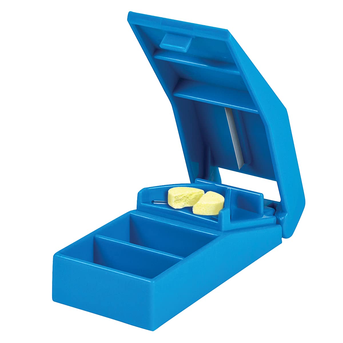 Best Pill Splitter and Daily Pill Organizer - 4 Compartment Weekly Medicine Box for Vitamins, Supplements & Medications - Perfect for Travel, Home & Office Use
