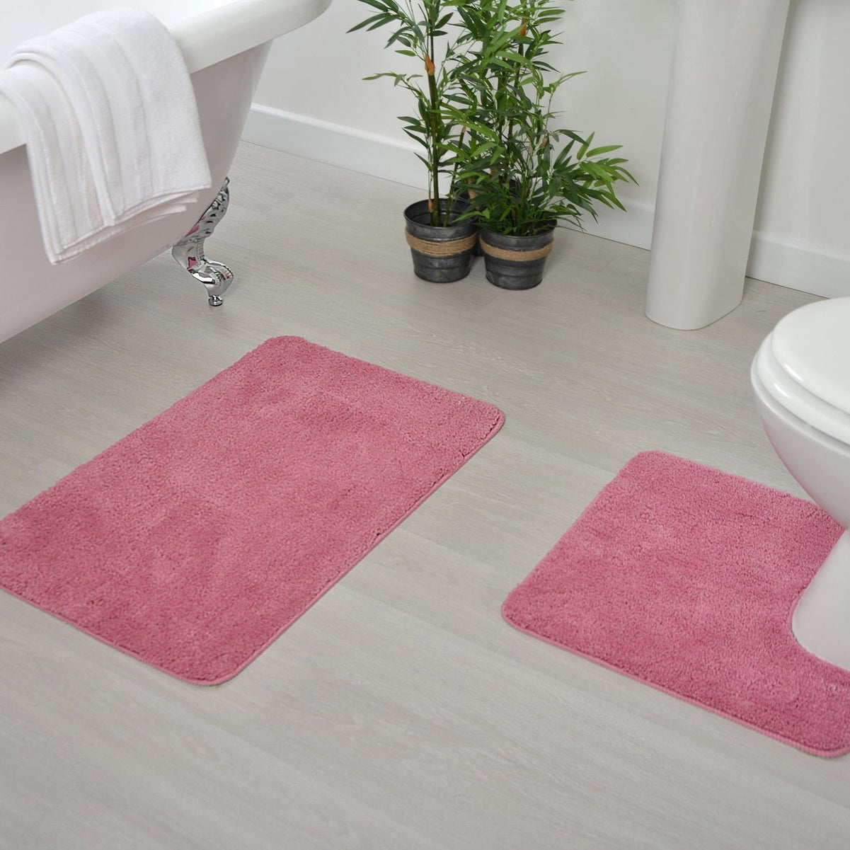 Premium Antron Luxury Non-Slip Pedestal Bath Mat - Soft Pink for Bathroom Safety & Comfort | Perfect for Showers, Bathtubs & Vanity Areas