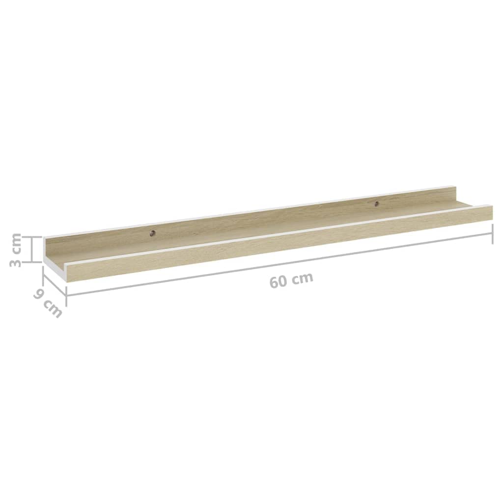 4-Pack Floating Wall Shelves Set - White & Sonoma Oak (23.6