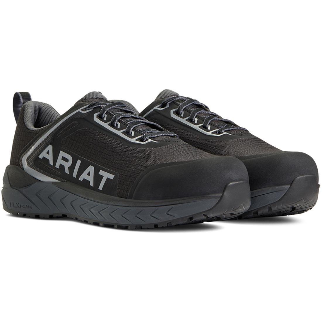 Outpace Composite Toe Work Shoes for Men - Lightweight Safety Boots with Slip Resistant & Electrical Hazard Protection - Perfect for Construction, Warehouse & Industrial Work (Black)