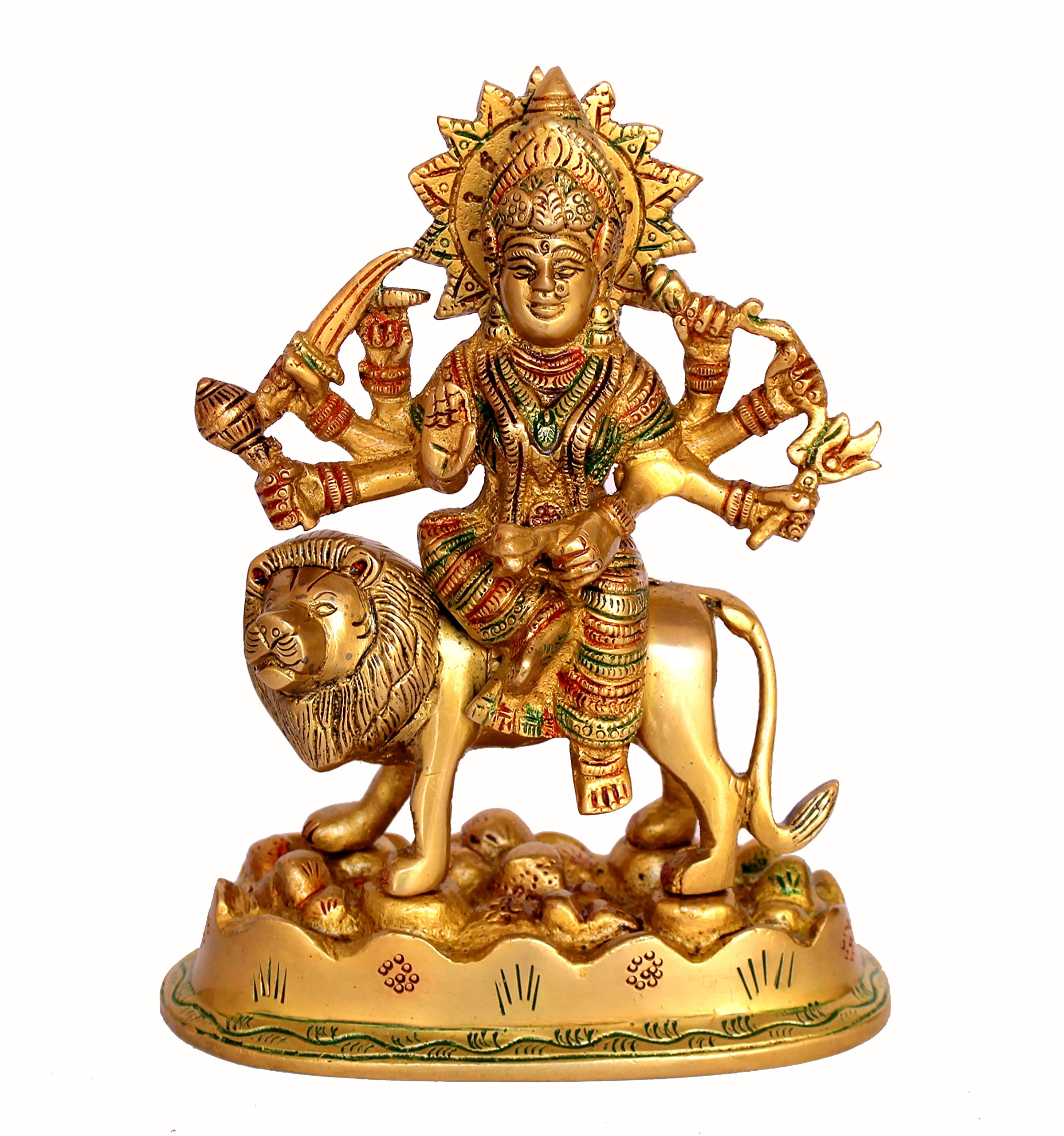 eSplanade Brass Maa Durga Statue - 6.5 Inch Hindu Goddess Idol for Home Mandir Pooja & Spiritual Decor - Perfect for Diwali, Navratri & Daily Worship