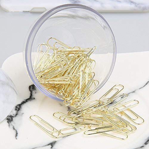 Magnetic Paper Clip Holder with 100pcs Gold Paper Clips (28mm/1.1
