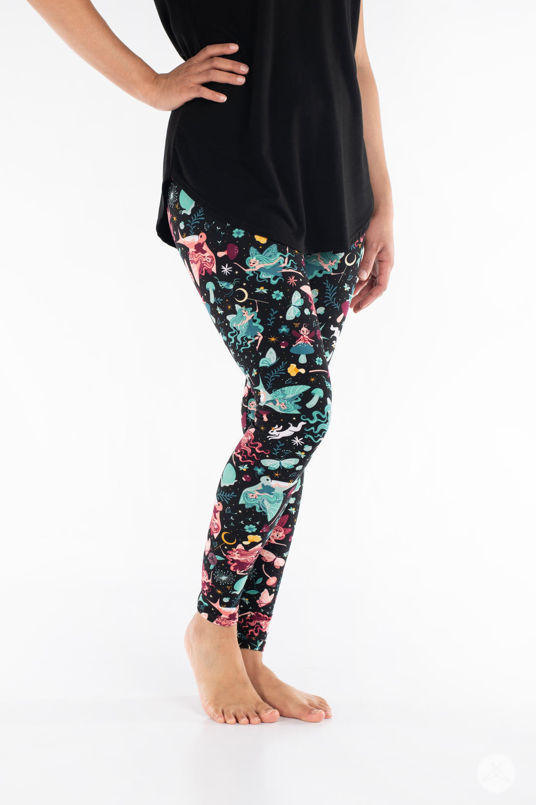 Fairy Garden Patterned Leggings for Women - Floral Fantasy Yoga Pants - Comfortable Stretchy Workout Leggings for Running, Gym & Casual Wear