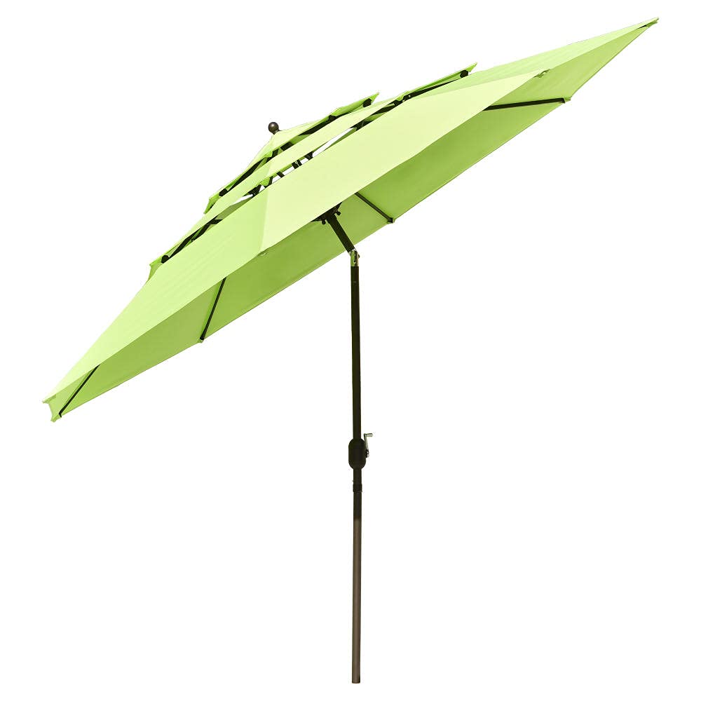 11ft 3-Tier Outdoor Patio Umbrella - Fruit Green Sun Shade for Garden, Yard, Beach & Pool | Offset Folding Umbrella for Fishing, Terraces & Beach Trips | Perfect for Outdoor Dining, Lounging & Summer Relaxation