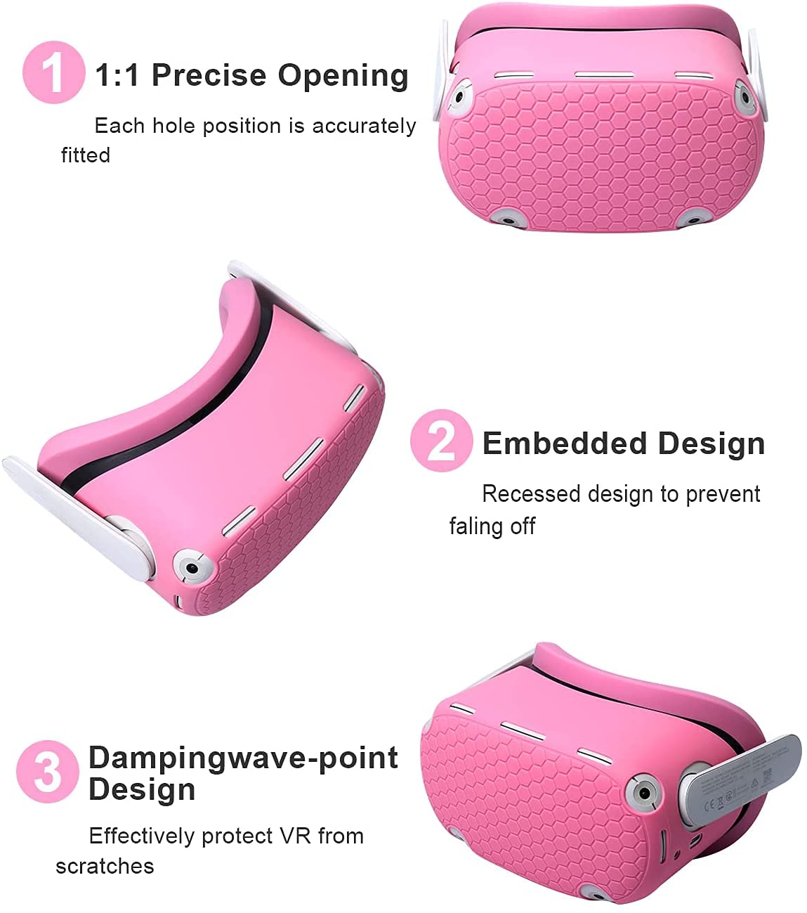 MODJUEGO Adjustable Head Strap for Oculus Quest 2 with Silicone Touch Controller Grips, VR Face Cover & Shell - Pink Replacement Accessories for Enhanced Comfort & Protection | Perfect for VR Gaming, Fitness & Extended Play Sessions