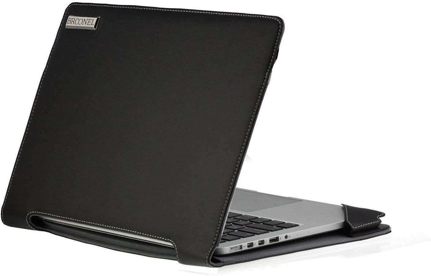 Broonel Black Leather Laptop Case for HP 14 Chromebook | 14 Inch Protective Sleeve | Perfect for Work, Travel, and School