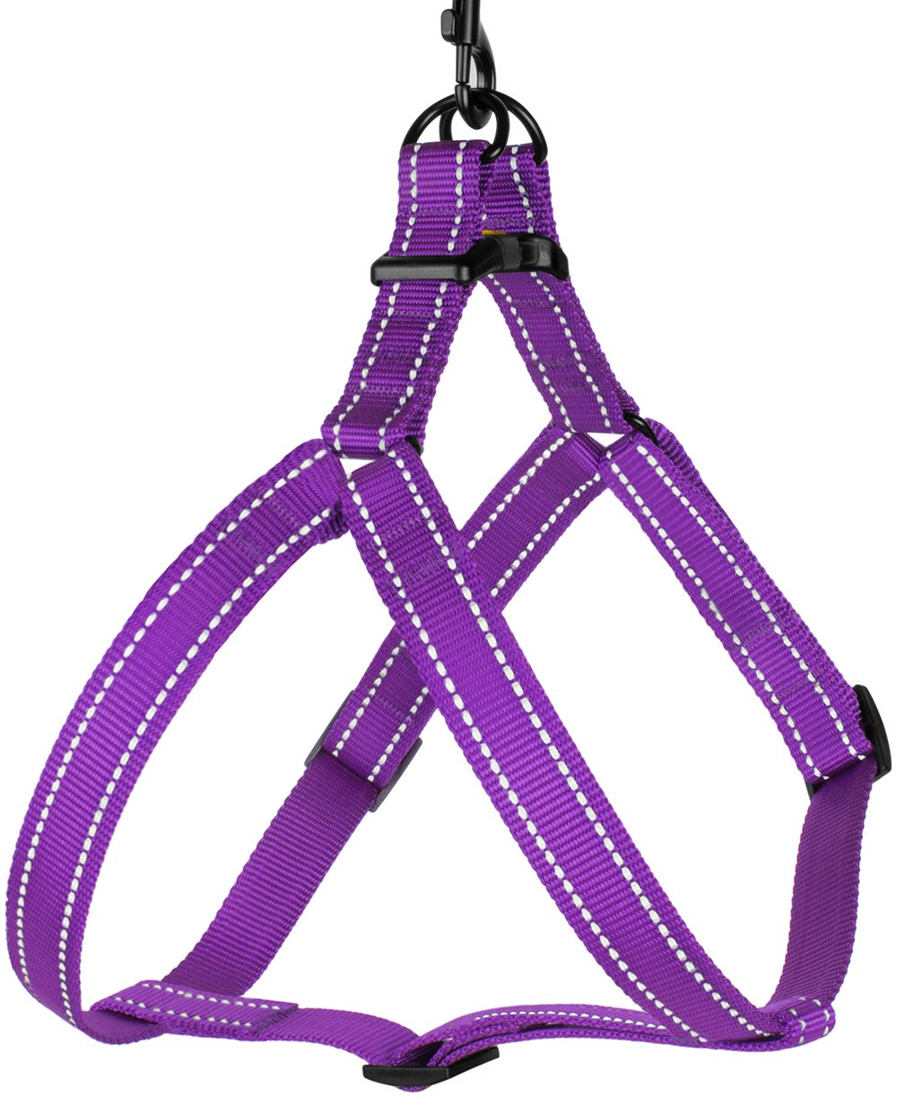 Reflective Step-in Dog Harness for Small, Medium & Large Dogs - Adjustable Comfort Harness for Outdoor Walking, Jogging & Night Safety - Pink, Black, Red, Purple, Mint Green, Orange, Blue (Small, Purple) - Perfect for Puppy Training, Park Adventures & Evening Walks