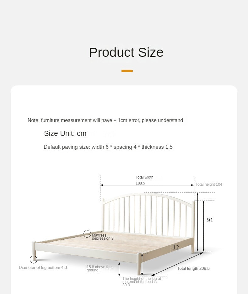 Solid Wood Bed Frame - Beech or Poplar - Queen/King Size - Modern & Sturdy Design for Bedroom, Guest Room, or Dorm - Free Shipping & Easy Assembly