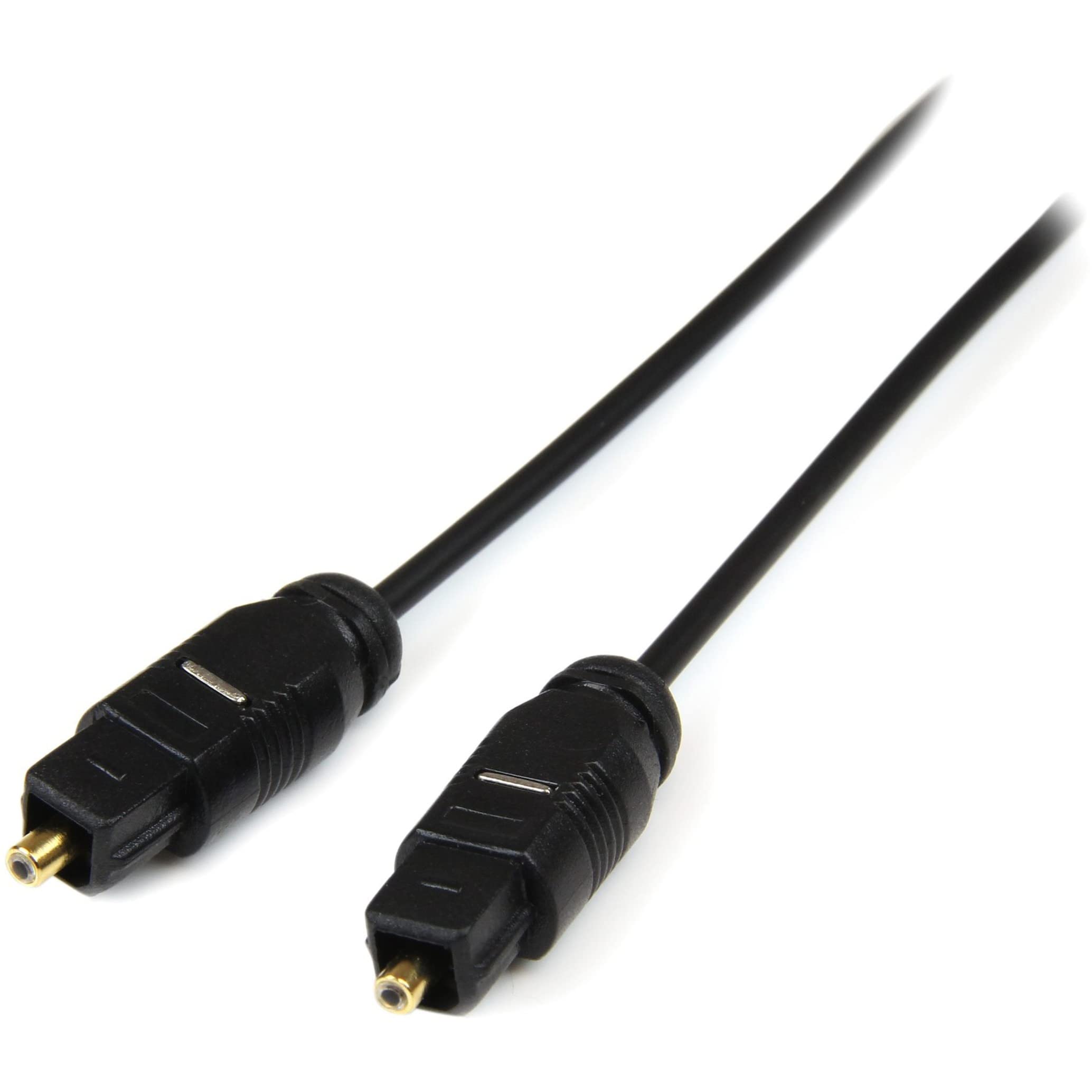 StarTech.com 3 ft. (0.9 m) Digital Optical Audio Cable - 2x Toslink (SPDIF) Male - Ultra-Thin - Black - Optical Audio Cable (THINTOS3) | High-Speed Audio Transmission for Home Theater, Sound Bar & Gaming Systems