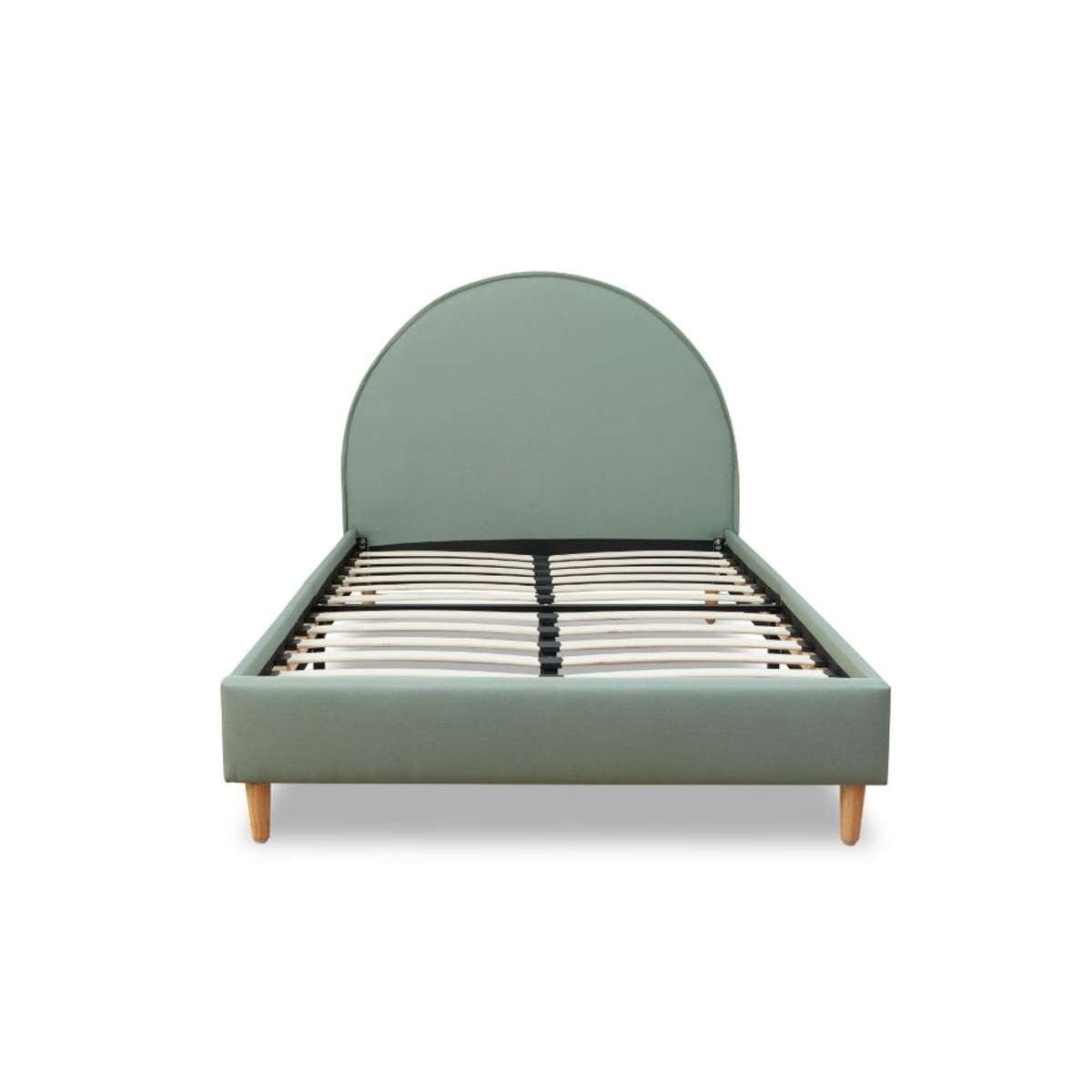 Imogen King Single Bed Frame - Sage Green Upholstered Platform Bed with Wooden Slats for Bedroom, Guest Room, or Dorm