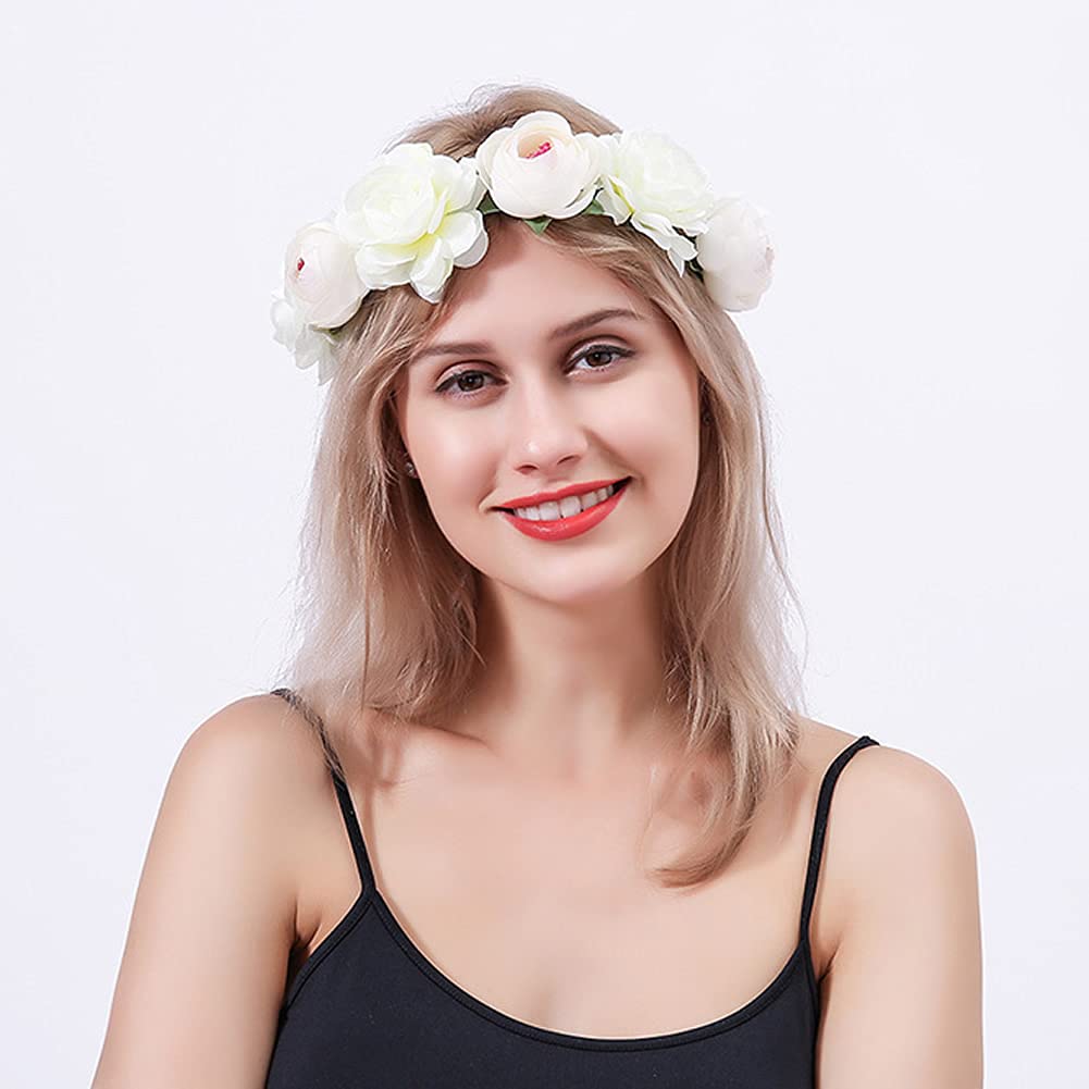4 Pack Handmade Adjustable Floral Rose Wreath Crown Headbands - Elegant Wedding & Party Hair Accessories for Women, Brides, Bridesmaids, Girls & Teens | Perfect for Boho Weddings, Bridal Showers, Birthday Parties & Photo Shoots