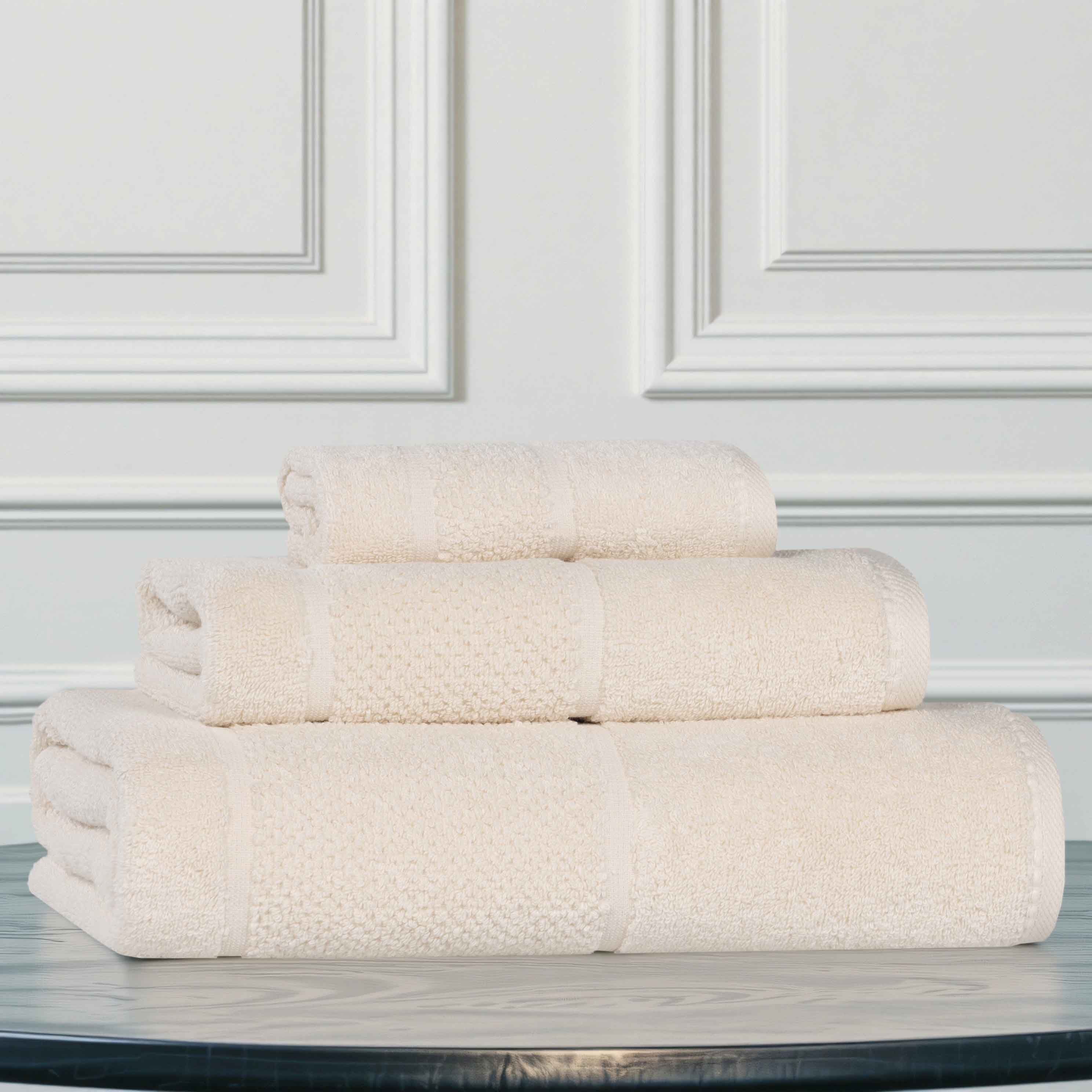 Premium 3-Piece Cotton Towel Set with Smart Twist Design & Broad Border - Soft, Absorbent Bath Towels for Spa, Gym, and Luxury Home Use