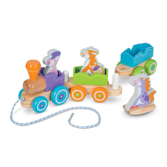First Play Wooden Rocking Farm Animals Pull Train - Educational Pull Toy for Toddlers 1-3 Years - Perfect for Early Learning, Motor Skills Development & Imaginative Play - Great Gift for Birthdays & Christmas