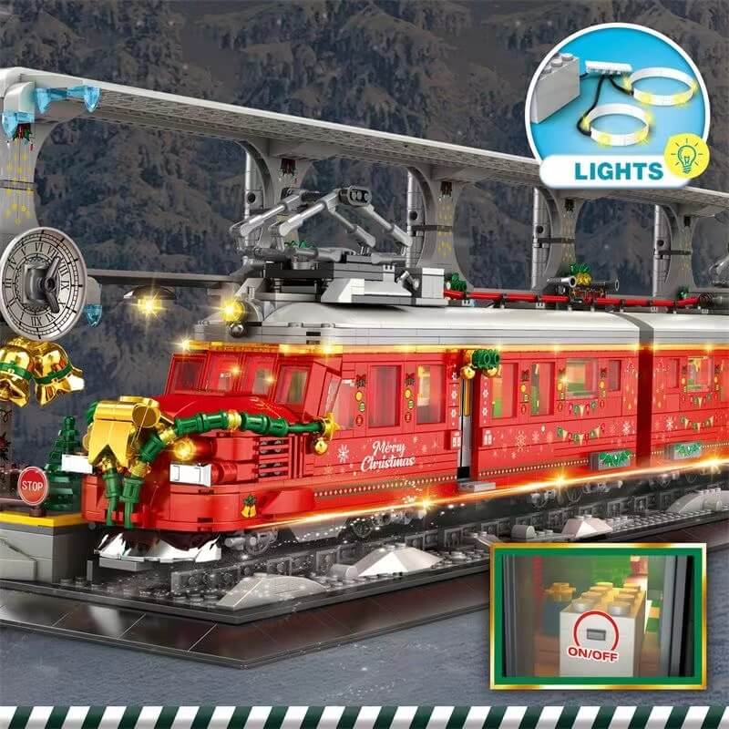 Reobrix 66034 Christmas Train Building Blocks Set - Holiday Toy Train Model Kit for Kids & Adults - Perfect for Christmas Decorations, Gifts & Winter Village Displays