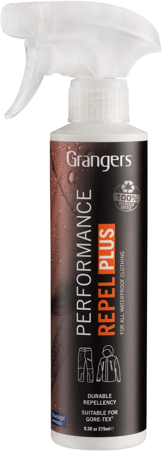 Granger's Repel Plus DWR Spray - 275ml Waterproofing Spray for Jackets, Boots & Outdoor Gear - Ideal for Hiking, Camping & Rainy Weather Protection