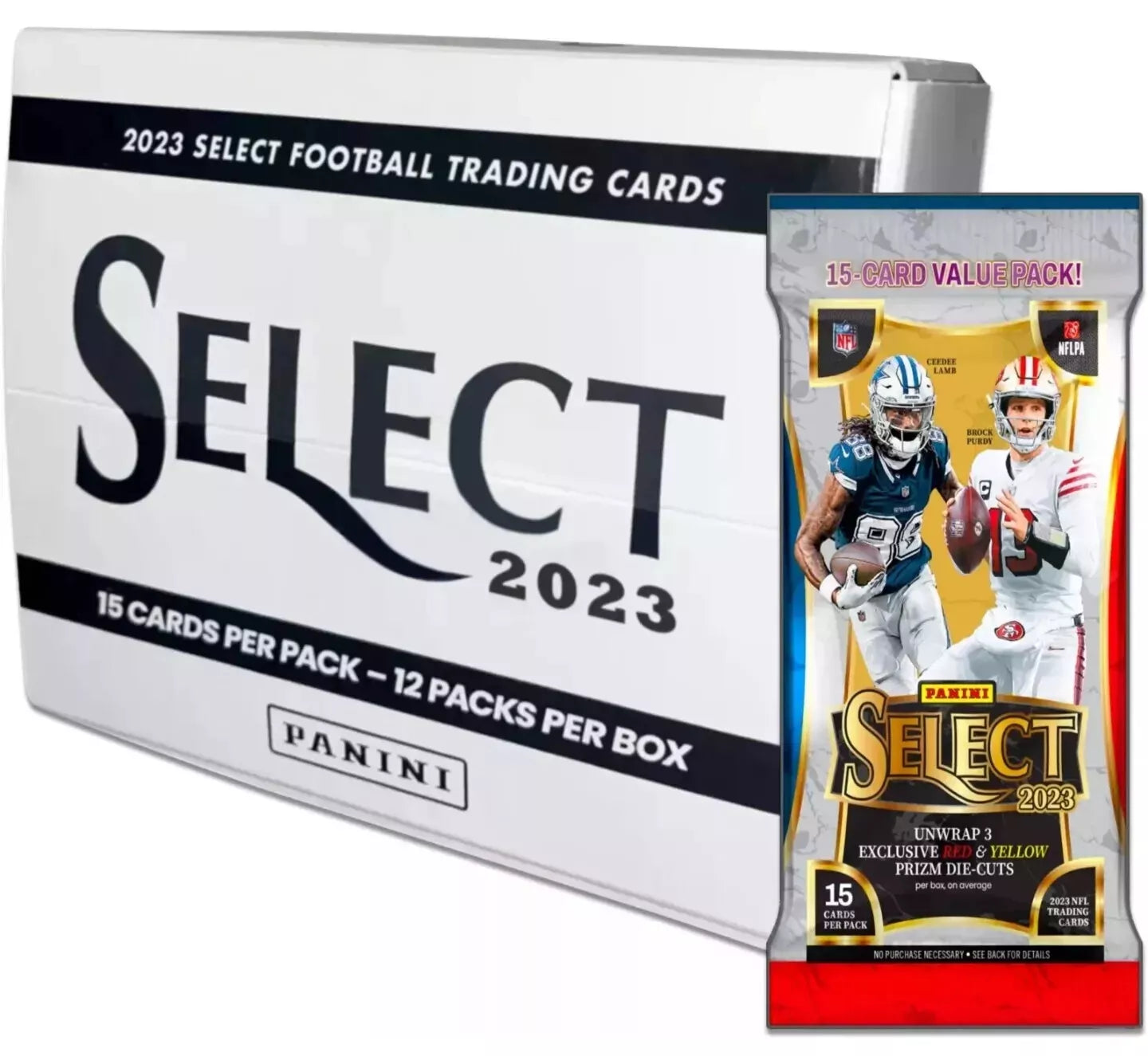 2023 Panini Select Football Fat Pack Display Box - 24 Packs, 8 Cards Each - NFL Trading Cards for Collectors & Fans - Perfect for Gifts, Investments & Game Day Excitement