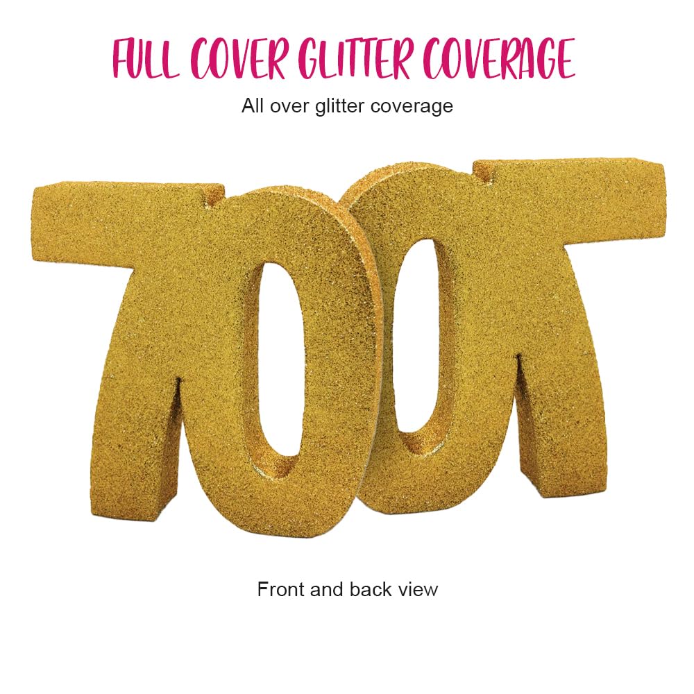 Gold Glitter Number 70 Table Decoration - 20cm Centerpiece for 70th Birthday Parties, Anniversaries & Special Events | Elegant Table Decor | Pack of 1 | H108
