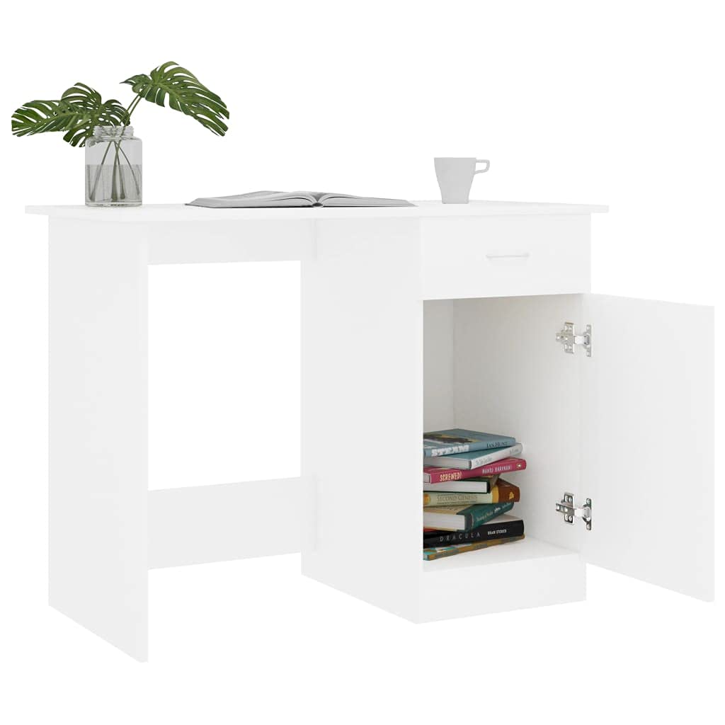 EBTOOLS Adjustable Laptop Workstation Desk - 100x50x76cm White Chipboard Office Computer Table for Home & Office - Perfect for Remote Work, Study, and Small Space Living