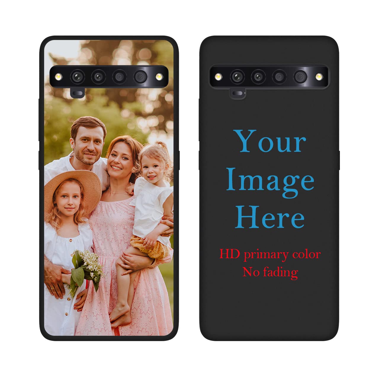 Custom Personalized Photo Text Name Phone Case for TCL 10 Pro - Anti-Scratch Soft TPU Protective Cover (Black) - Perfect for Everyday Use, Travel & Gift Giving