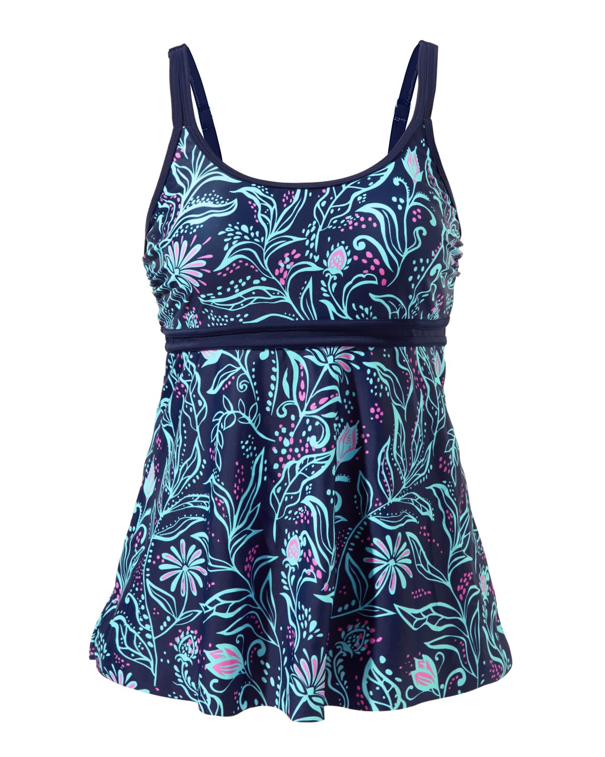 Yonique Women's Tummy Control Tankini Swim Top - Modest Bathing Suit Top with Built-in Shapewear | Perfect for Beach, Pool & Vacation Swimwear