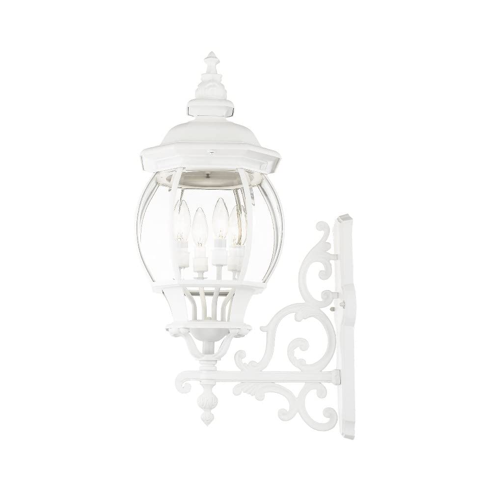 Livex Lighting 7701-13 Frontenac Traditional 4-Light Outdoor Wall Lantern with Clear Beveled Glass Shades - 30