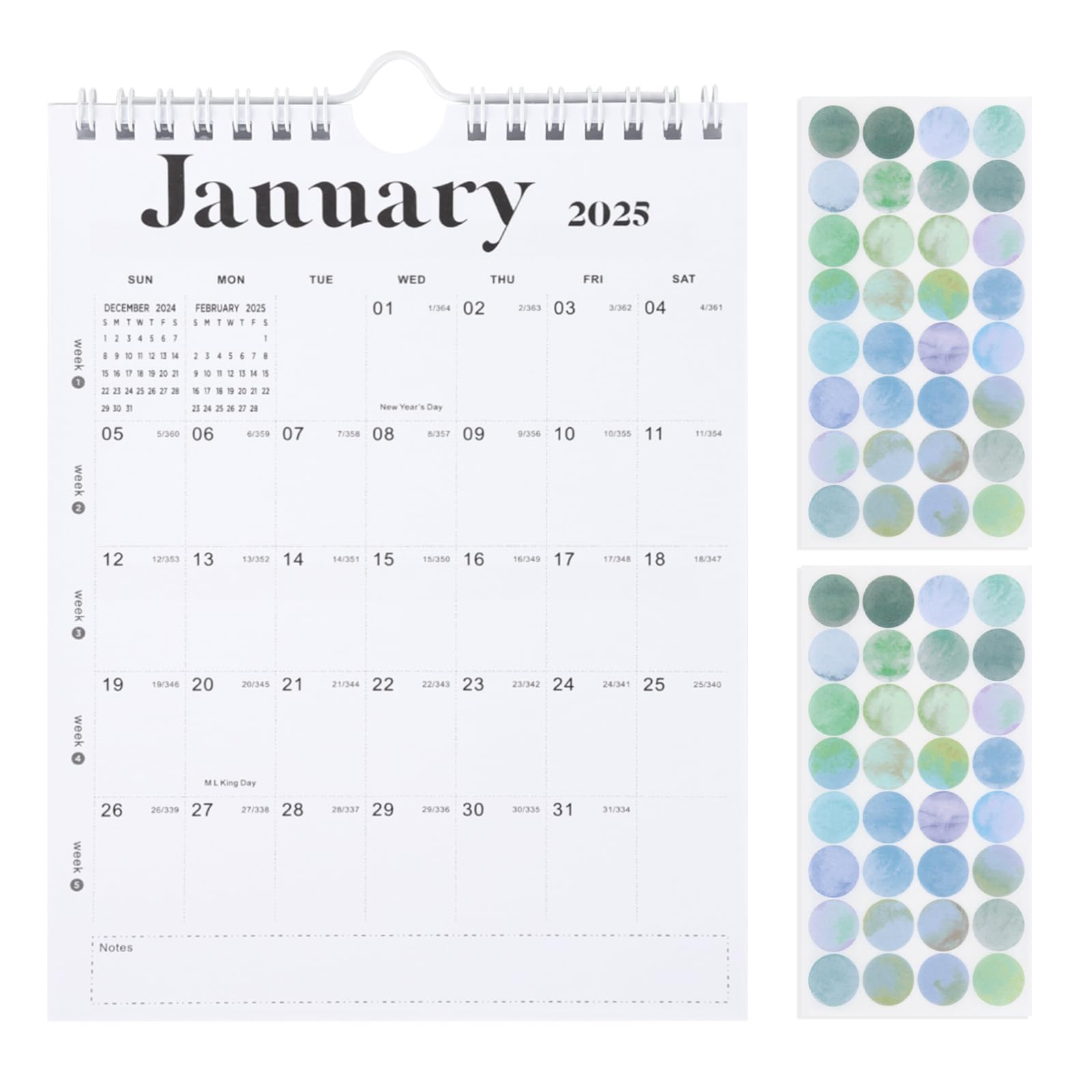 Lbylyhxc 2025 Mini Wall Calendar (8.5x5.5 Inches) - 18-Month Planner from July 2024 to December 2025 with Stickers - Compact Desk, Fridge & Bulletin Board Organizer for Home, Office & School - White