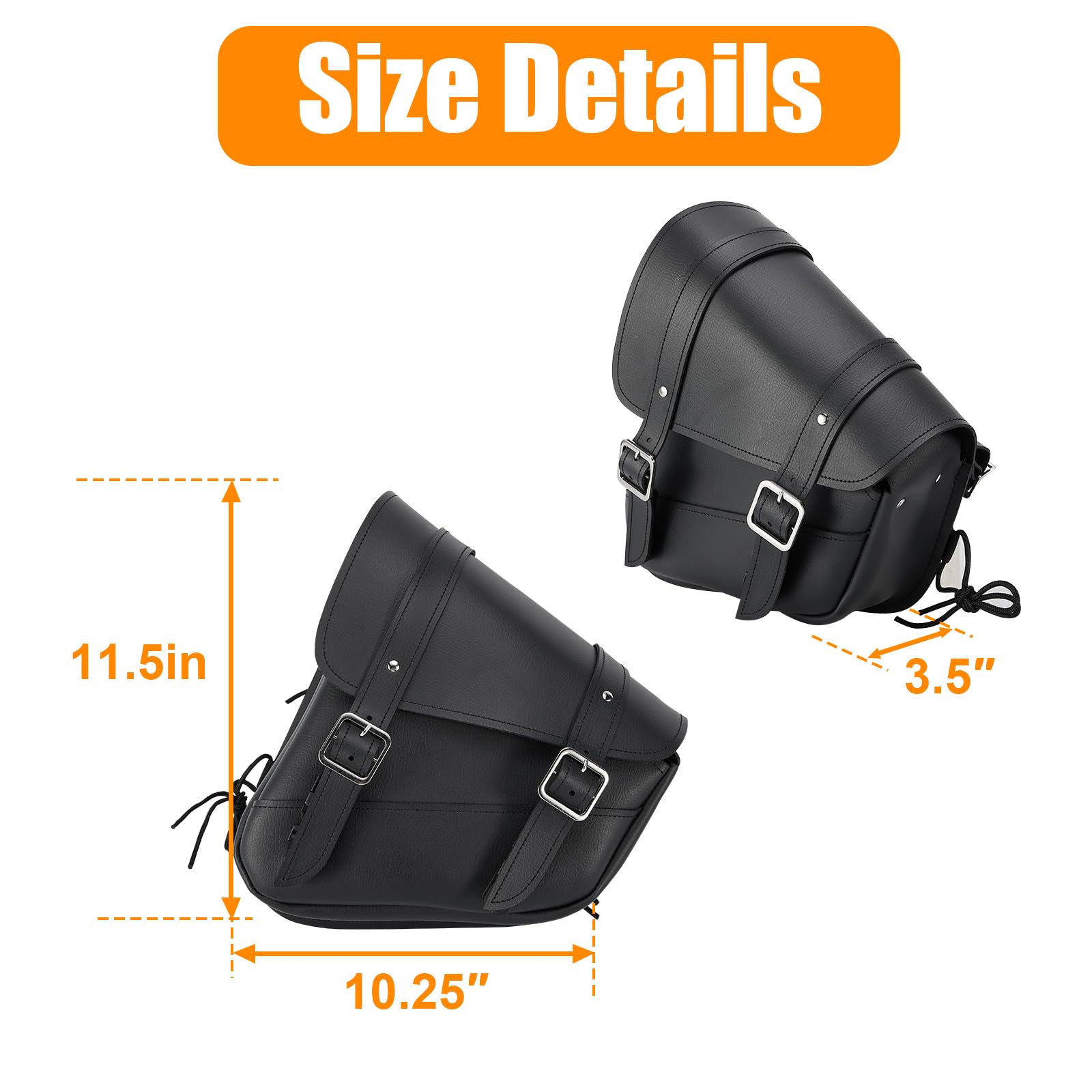Waterproof Motorcycle Saddle Bags - Synthetic Leather Side Bag for Softails & Sportsters (10