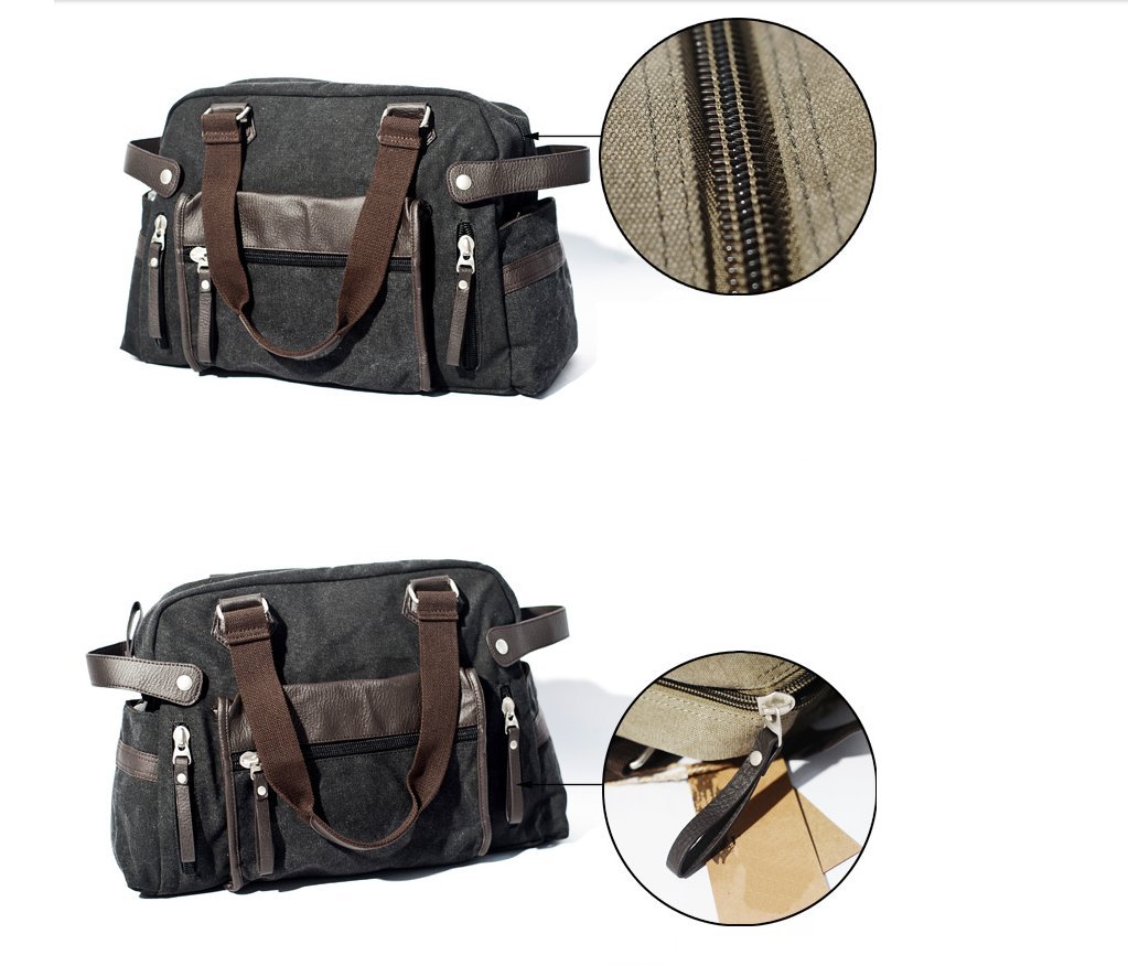 Durable Canvas Messenger Bag for Men - Travel, Work & Gym Shoulder Bag - Casual & Sporty Backpack (Black) - Perfect for Commuting, Outdoor Adventures & Daily Use