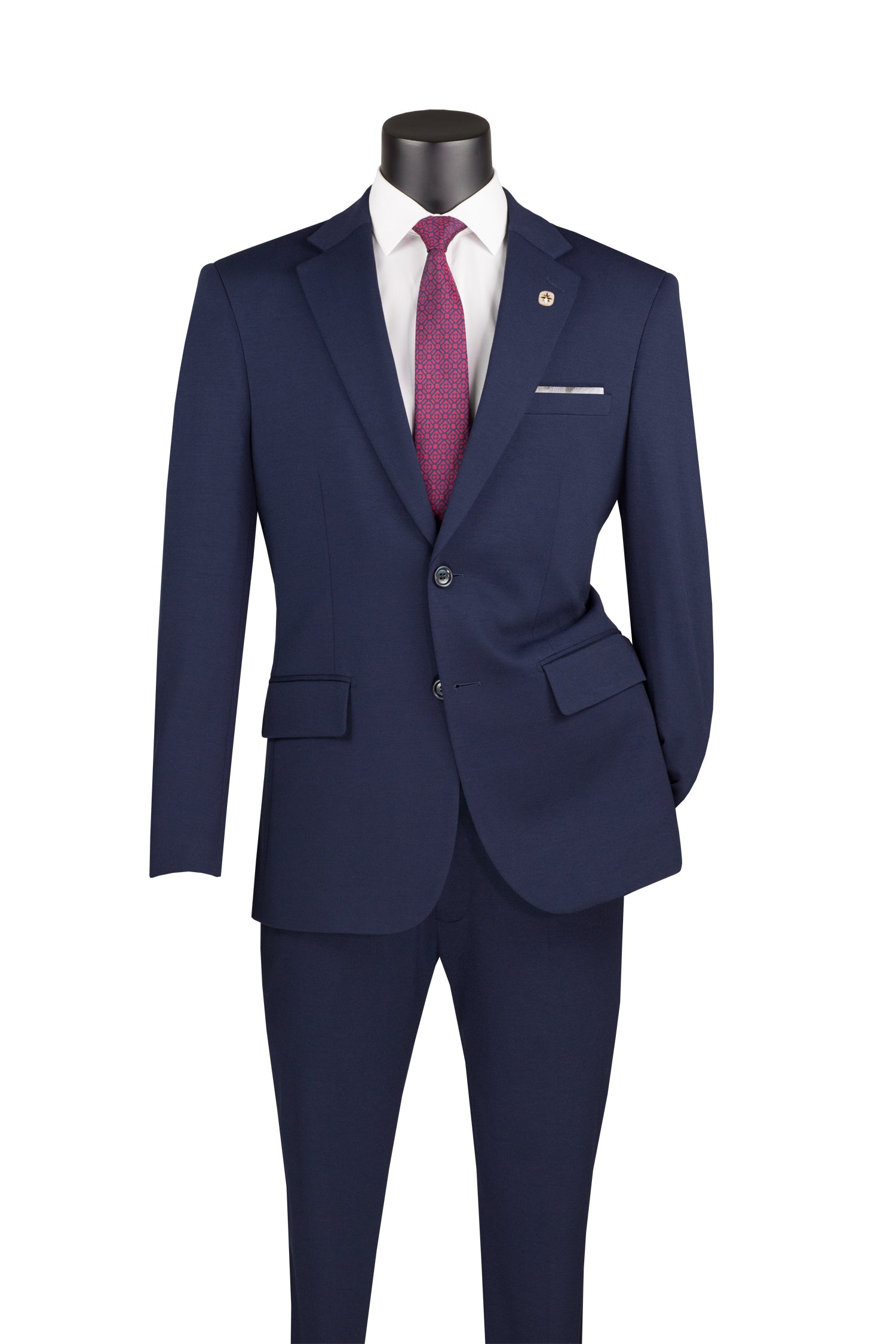 Slim Fit Men's Suit 2 Piece 2 Button Navy Blue - Formal Business Attire for Weddings, Interviews & Office Wear