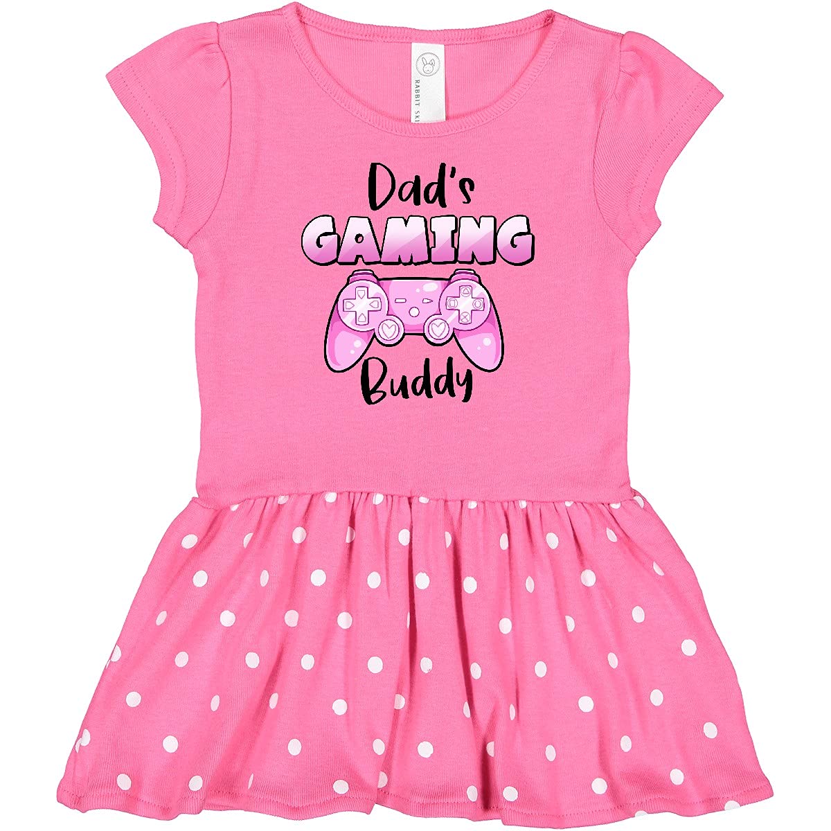 Inktastic Dad's Gaming Buddy - Pink Controller Infant Baby Dress for Girls, Cute Casual Outfit for Playdates & Family Game Nights