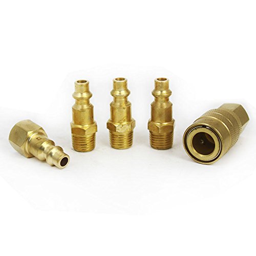 5-Piece Brass Quick Coupler Set - Milton Type Air Hose Connectors for Pneumatic Tools & Compressors - Ideal for Industrial, Automotive & DIY Projects