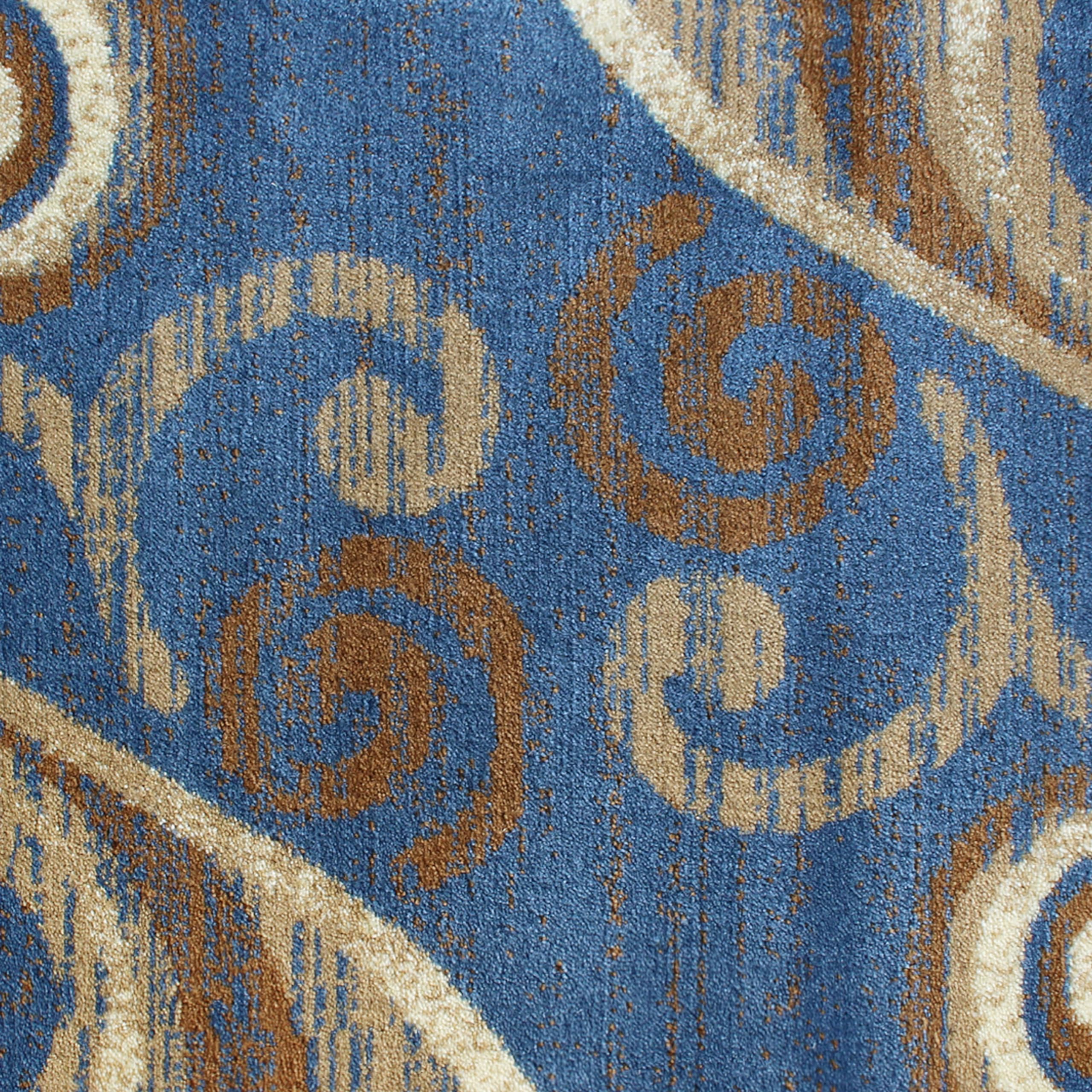 EMMA + OLIVER Blue Swirl Pattern Olefin Accent Rug 2x3 - Plush Pile, Stain & Moisture Resistant, Easy Care with Jute Backing - Perfect for Living Room, Bedroom or Office Decor