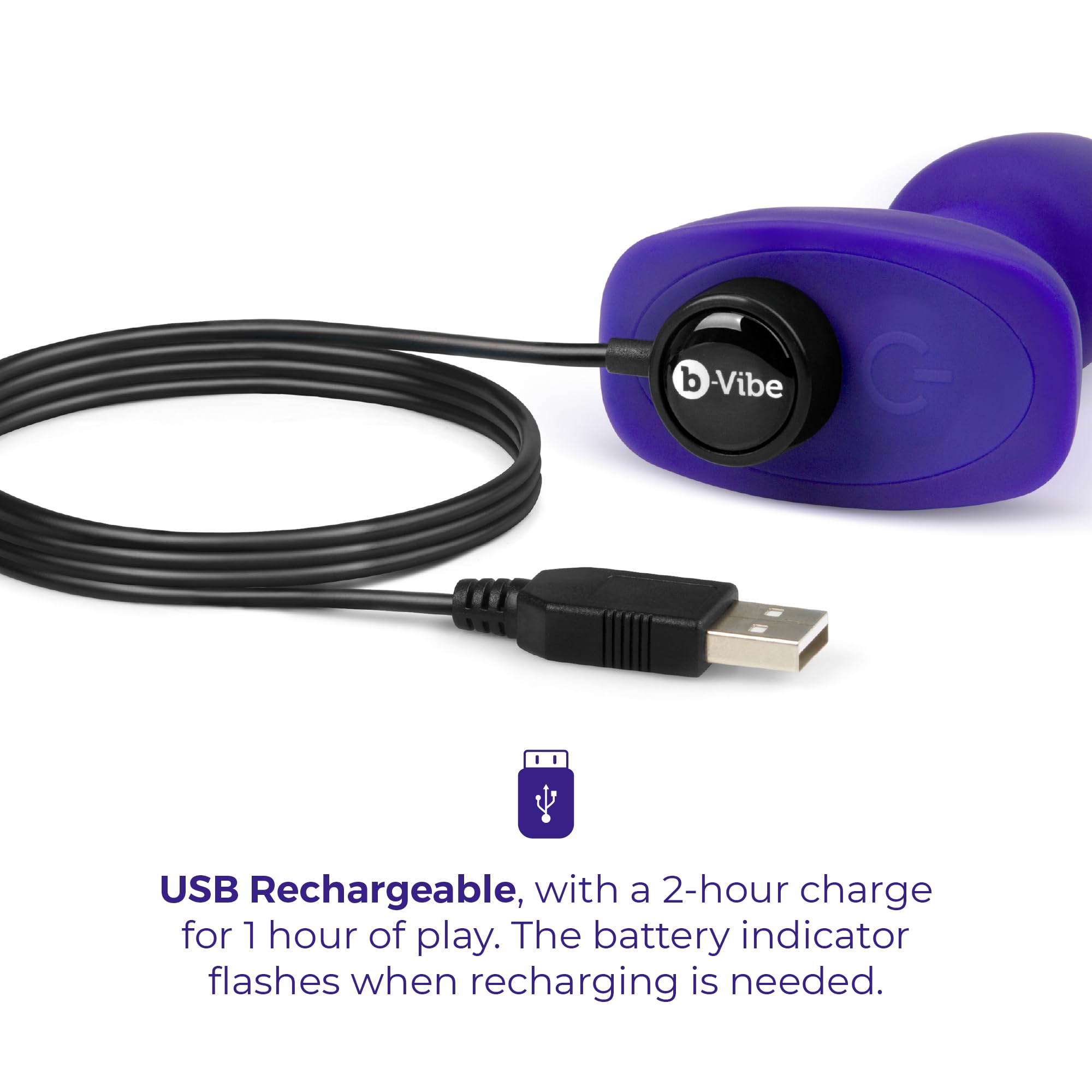 b-Vibe Petite Rimming Remote Control Anal Plug - Purple Adult Sex Toy for Couples, Anal Training & Pleasure | Perfect for Long Distance Play, BDSM & Sensual Exploration