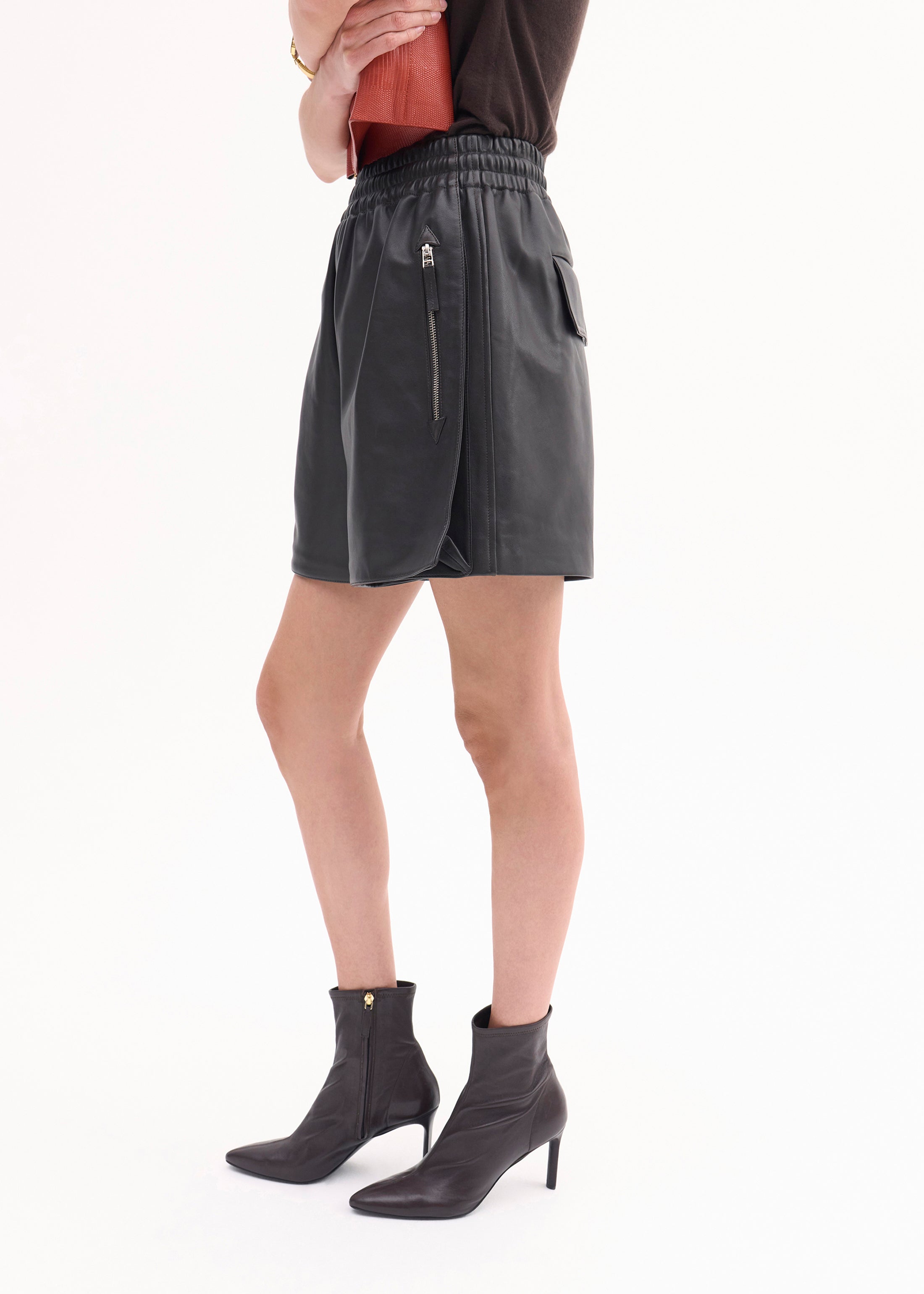 Men's Genuine Leather Combat Shorts in Chocolate Brown - Perfect for Motorcycle Riding, Outdoor Adventures & Casual Wear