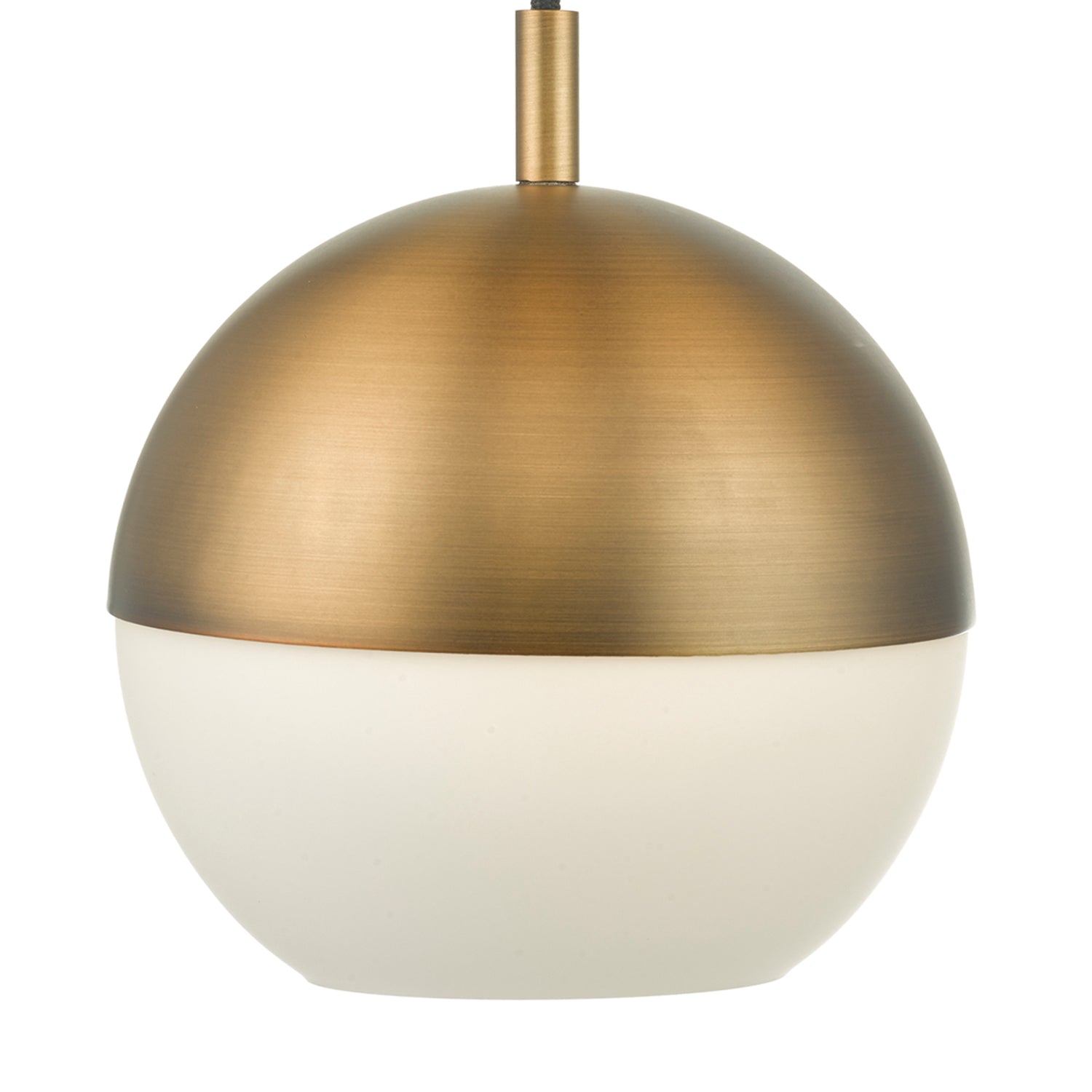 Andre 1-Light Single Pendant Light Fixture in Grey/Brass with Opal Glass Shade - Perfect for Kitchen Island, Dining Room or Entryway Lighting