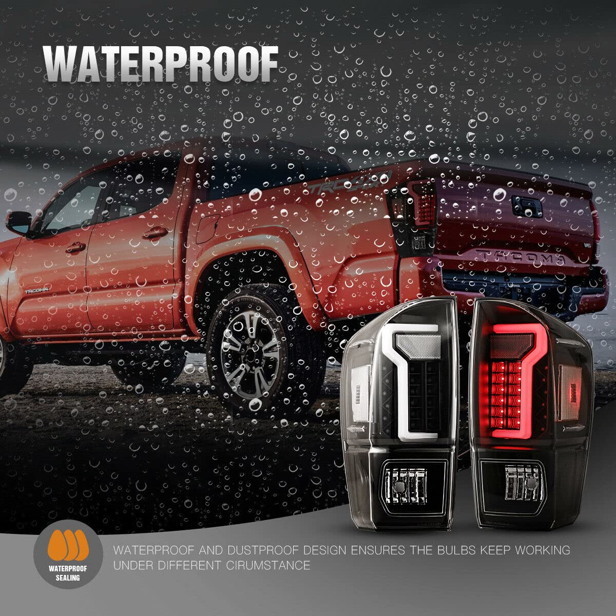 ROXX LED Tail Light Assembly for 2016-2023 Toyota Tacoma - Red Glow Bar Running Lights - Driver & Passenger Side Pair - Upgrade Your Truck's Rear Lighting for Night Driving & Off-Road Adventures