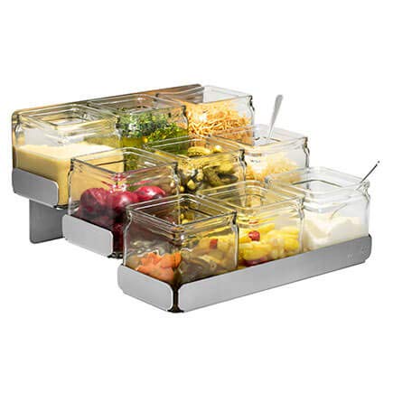 3-Tier Stainless Steel Spice Rack Organizer with 9 Glass Jars - 12.6 x 12.4 x 6.9 Inch Kitchen Countertop Storage for Spices, Condiments & Seasonings - Perfect for Pantry, Restaurant & Home Kitchen Organization