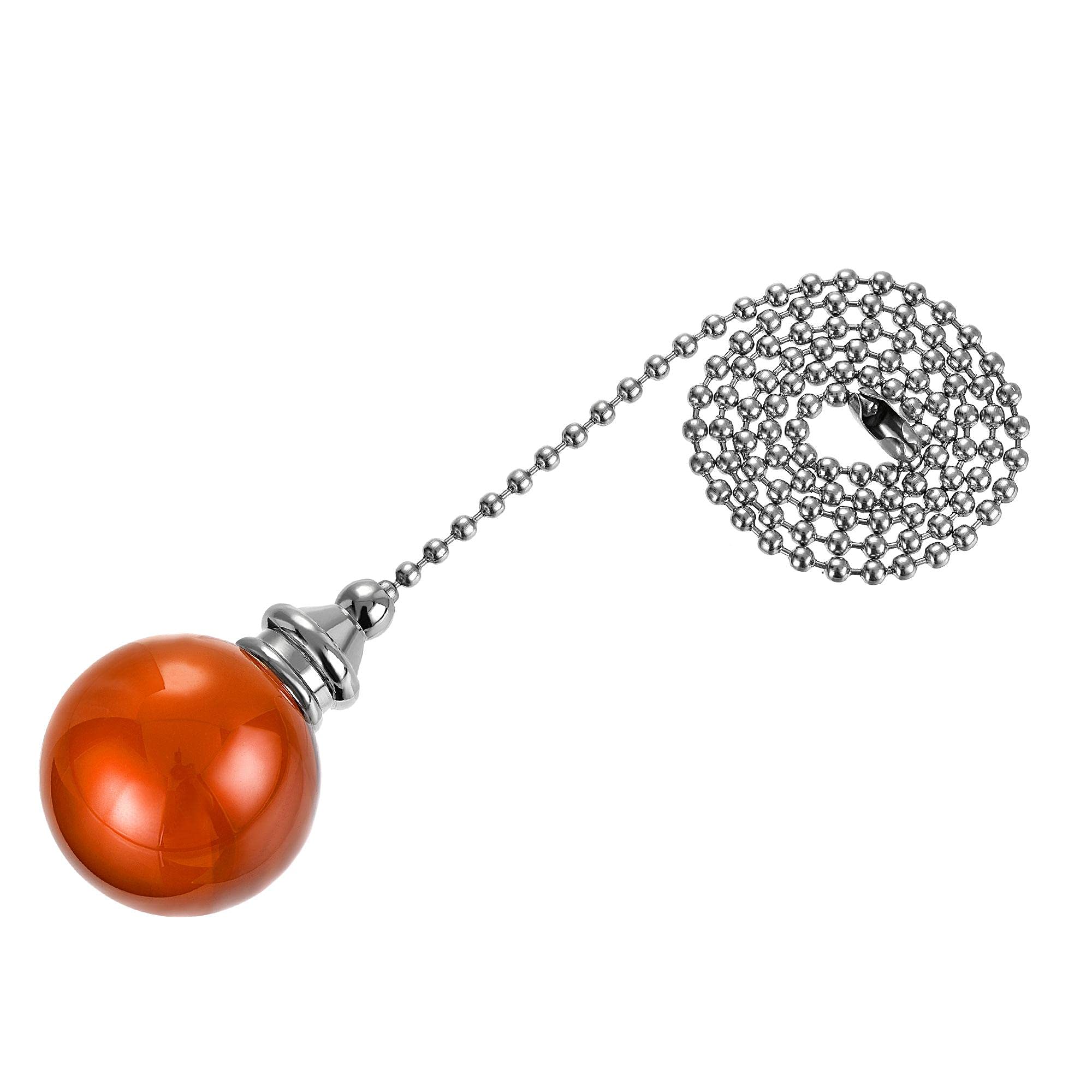 uxcell 20 Inch Ceiling Fan Pull Chain with 30mm Amber Crystal Ball Pendant - Decorative Lighting Accessory for Home, Bedroom & Living Room Fan Replacement