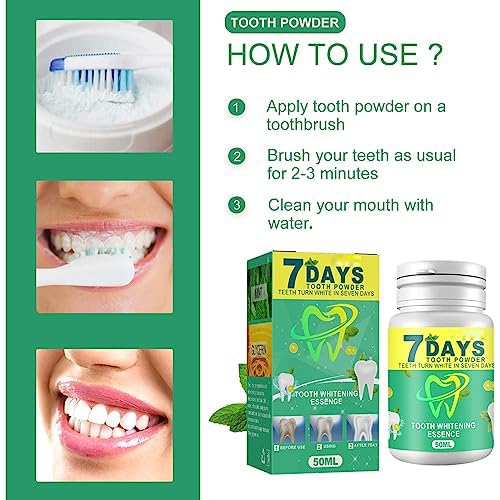 Natural Teeth Whitening Powder for Coffee, Tea & Smoking Stains | Sensitivity-Free Brightening Formula | Peroxide-Free & Mint Flavored (5 Pack) – Perfect for Daily Use at Home, Travel & Gifting