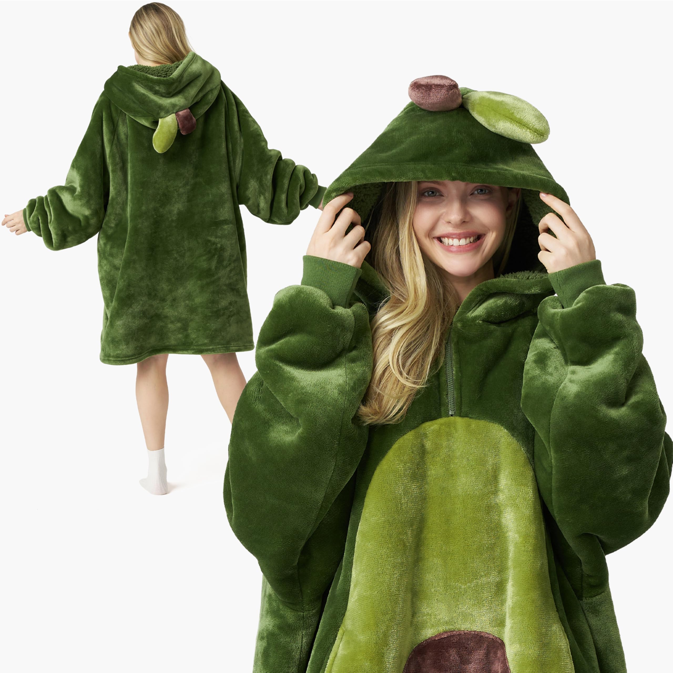 Avocado Wearable Blanket Hoodie - Oversized Soft Sherpa Fleece Hoodie with Pockets - Cozy Plush Blanket Sweatshirt for Women & Men - Perfect for Lounging, Netflix Nights & Winter Relaxation