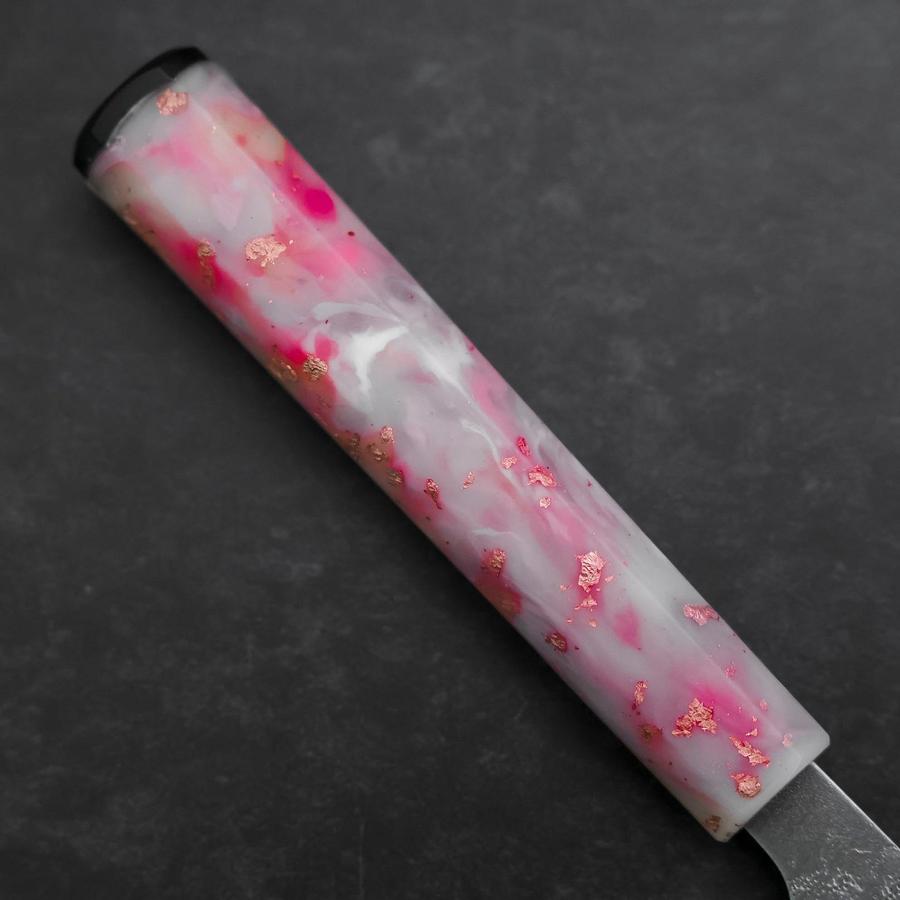 Premium Santoku Knife 165mm - SLD Nashiji Washi Blade with Ocean Sakura Rose Gold Handle - Perfect for Sushi, Vegetables & Meat Cutting - Japanese Kitchen Essential for Home Chefs