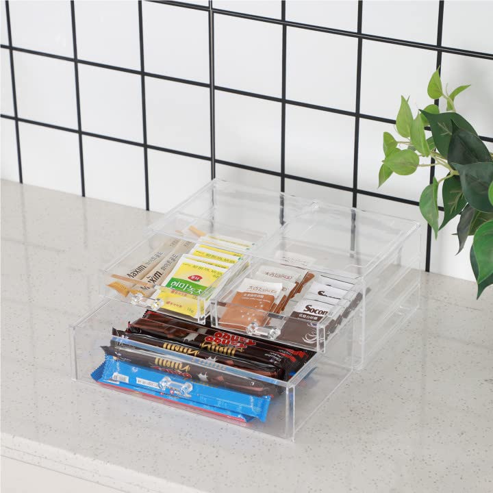 Clear Acrylic Stackable Storage Drawers - 3-Tier Desktop Organizer for Office, Vanity & Beauty Supplies | Perfect for Jewelry, Hair Clips, Skincare & Makeup Organization | Space-Saving Drawer Solution for Home & Office Use
