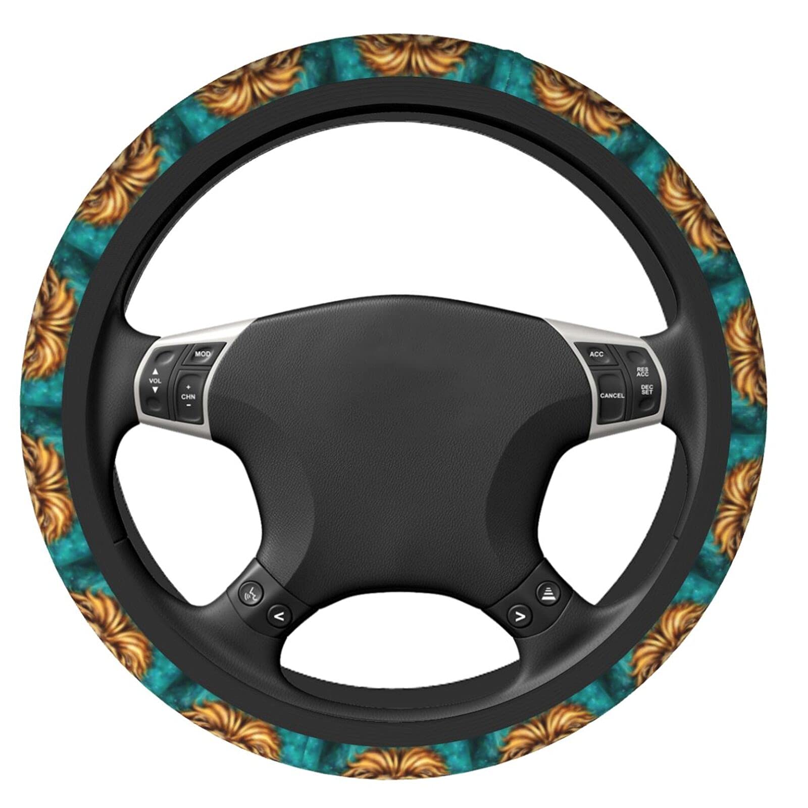 3D Lion Printed Anti-Slip Steering Wheel Cover - Breathable Universal Fit for 15 Inch Cars, SUVs & Pickup Trucks - Perfect for Off-Roading, Commuting & Long Drives