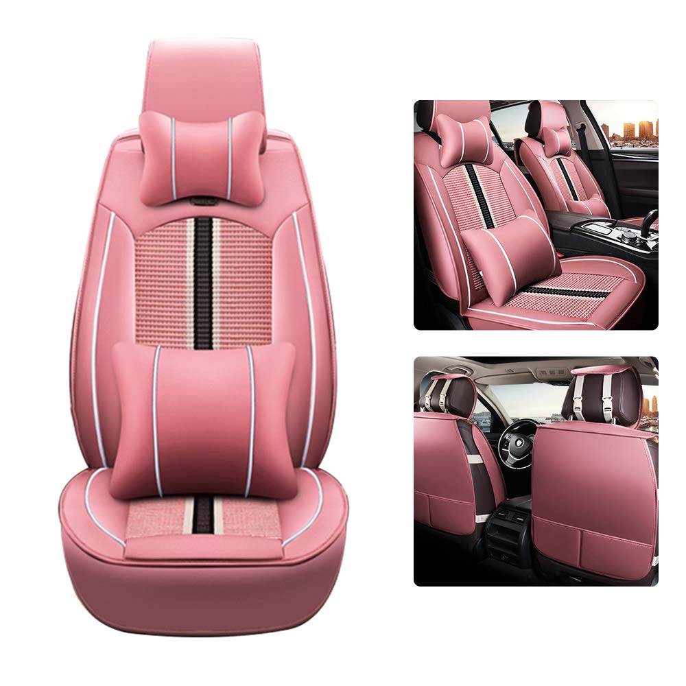 Saitake PU Leather Waterproof Car Seat Cover for Mercedes-Benz Sprinter - Front Seat Protector (6PCS, Pink) | Luxury Soft Cushion Pads for Comfort & Style - Perfect for Road Trips, Daily Commutes & Car Interior Protection