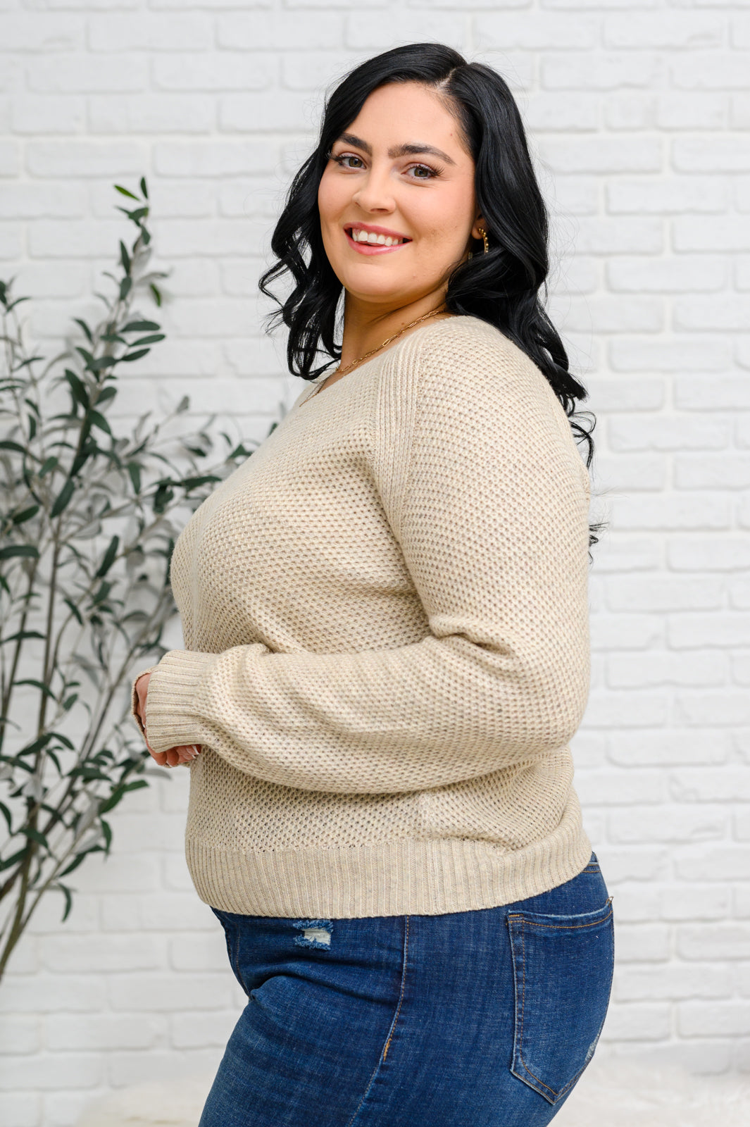 Cozy Oatmeal Chai Latte V-Neck Sweater for Women | Soft Knit Pullover | Perfect for Fall & Winter Layering, Casual Outfits, and Coffee Dates