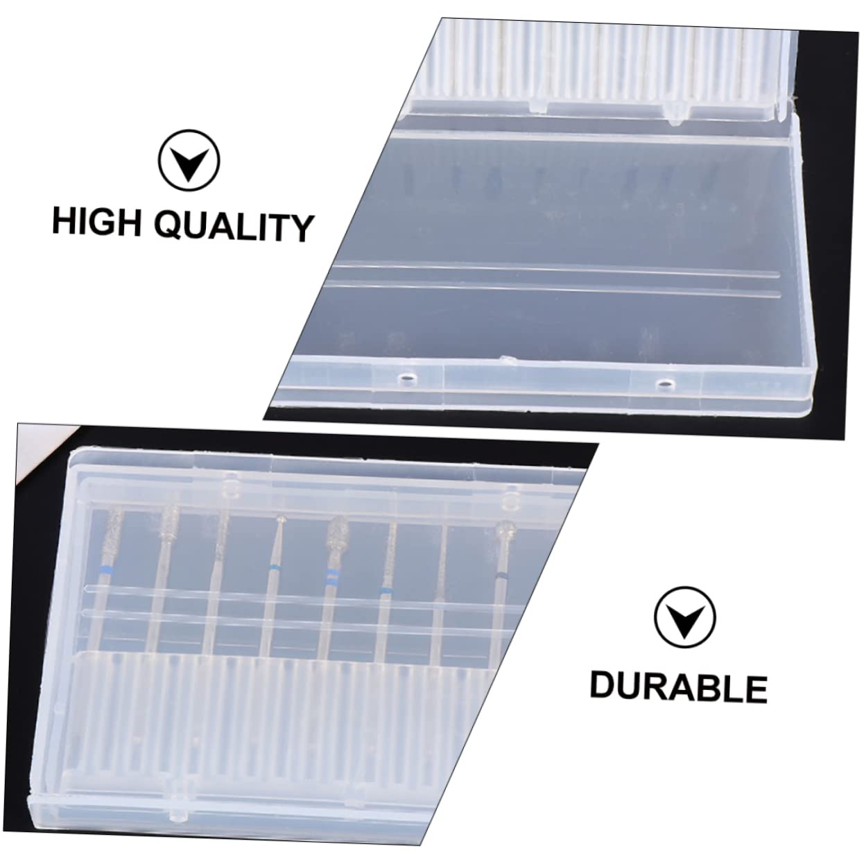 SHERCHPRY 4-Piece Nail Drill Bits Storage Box - Organizer Case for Nail File, Polishing Heads & Grinding Heads - Perfect for Salon, Home & Travel Nail Art Accessories Storage
