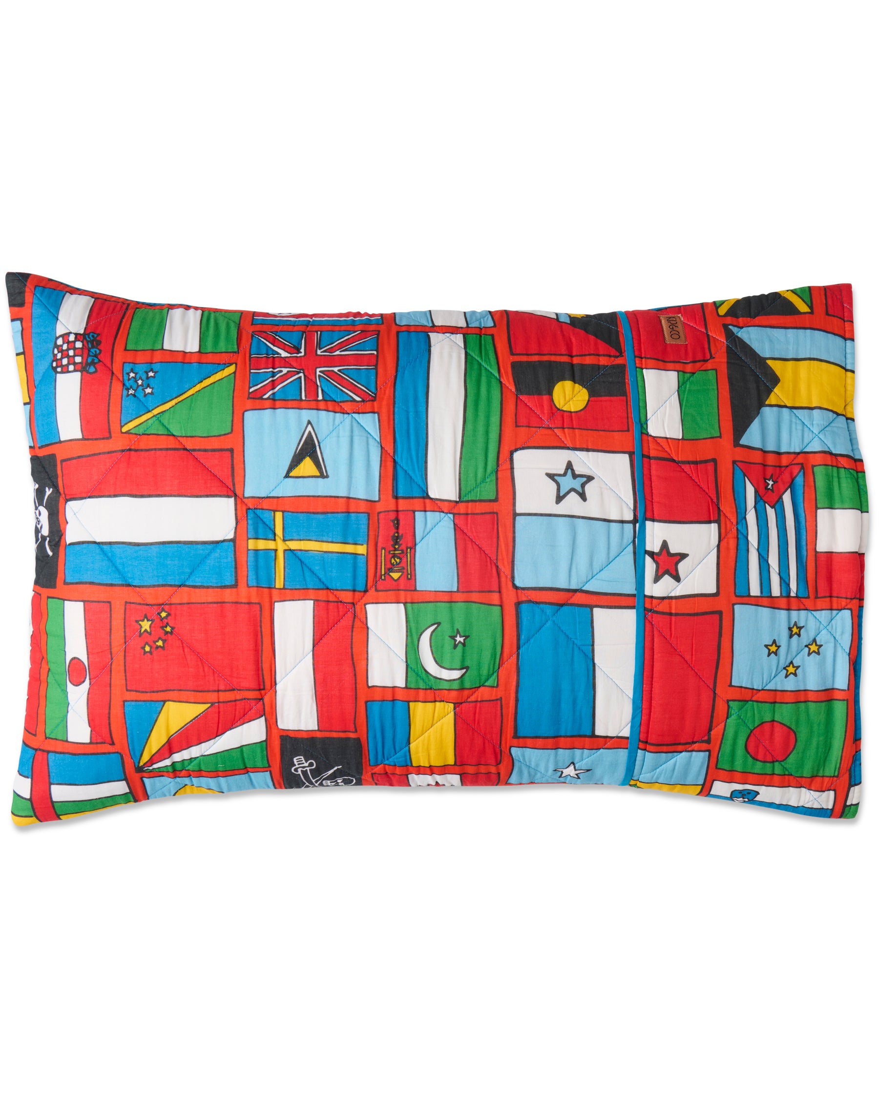 Red Organic Cotton Quilted Pillowcase - Patriotic American Flag Design - Soft & Breathable Bedding for Home Decor, Living Room, Bedroom