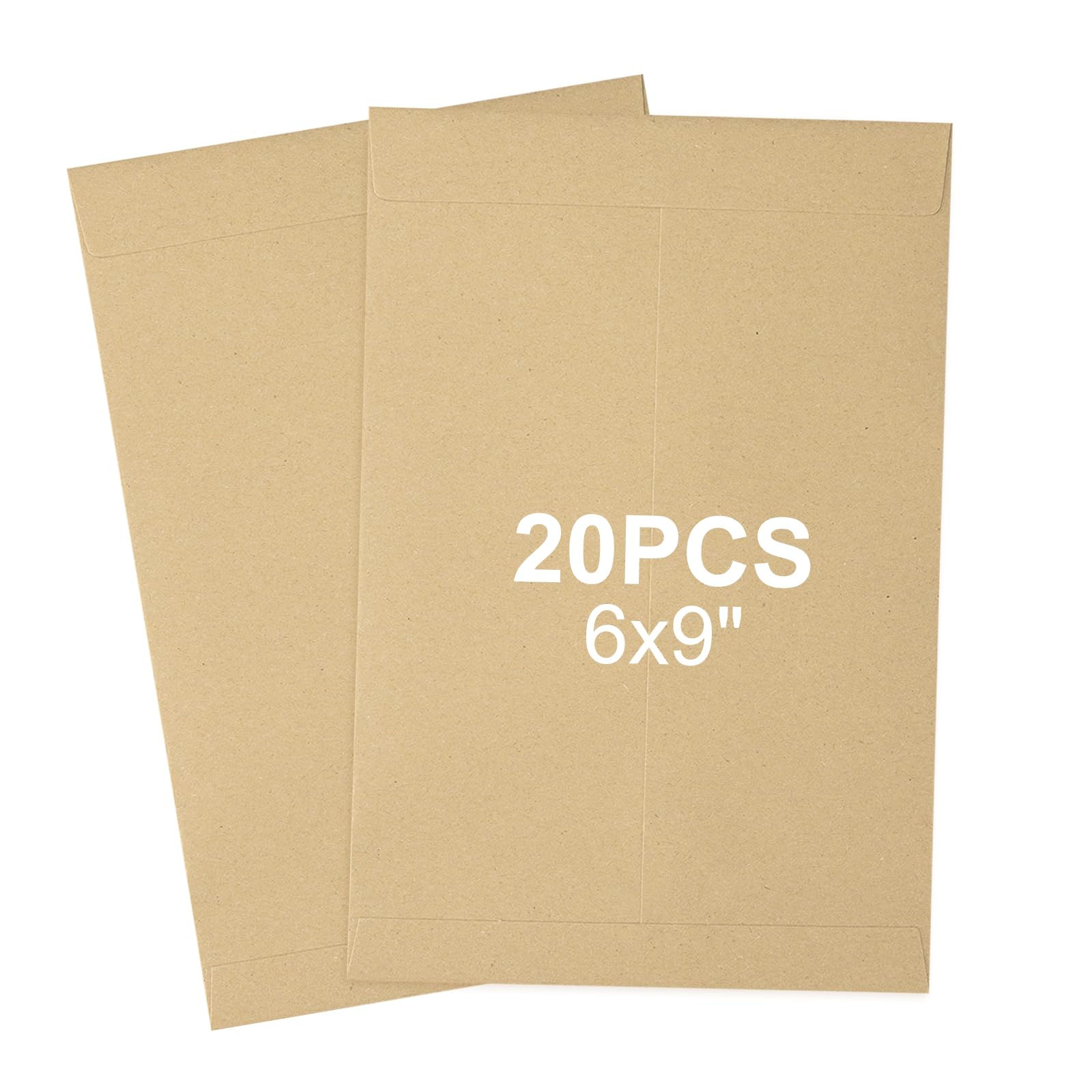20 Pack 6x9 Self Seal Security Envelopes - Heavy Duty 120G Brown Kraft Paper - Printable Mailing Envelopes for Invitations, Business Documents, Bills & Organizing (Letter Size Catalog Envelopes) - Perfect for Office, Mailing, Storage & Small Business Use
