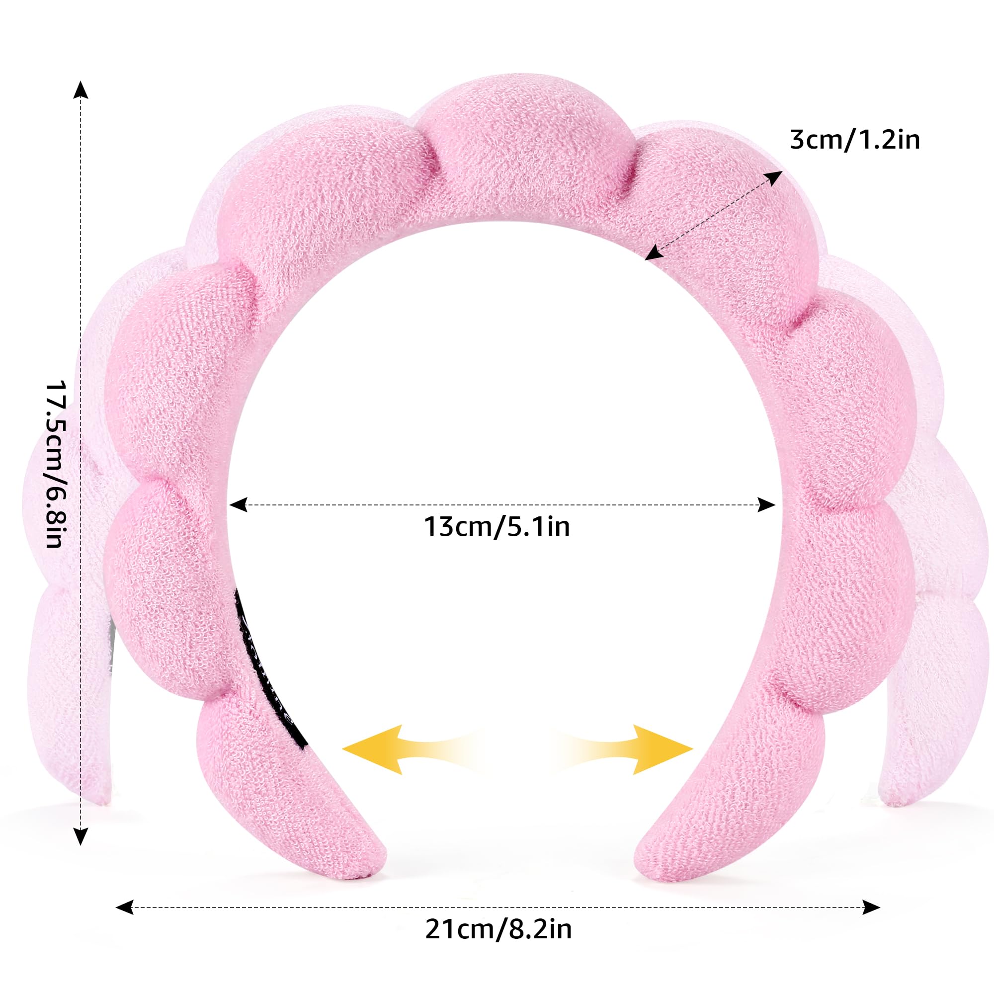 **Spa Headbands for Face Washing & Skincare - 2 Pack Terry Cloth Headbands for Makeup Removal, Facial Masks & Skin Treatments (Black & Pink) - Perfect for Spa Days, At-Home Skincare Routines & Relaxation**